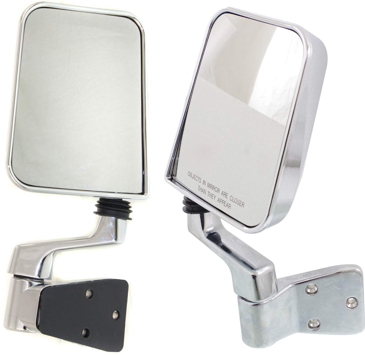 Kool Vue Non-Heated Side Mirrors for Jeep Wrangler 1987-2002 - Chrome Full-Door Replacement Mirrors (Driver & Passenger) - Perfect for Off-Roading & Daily Driving