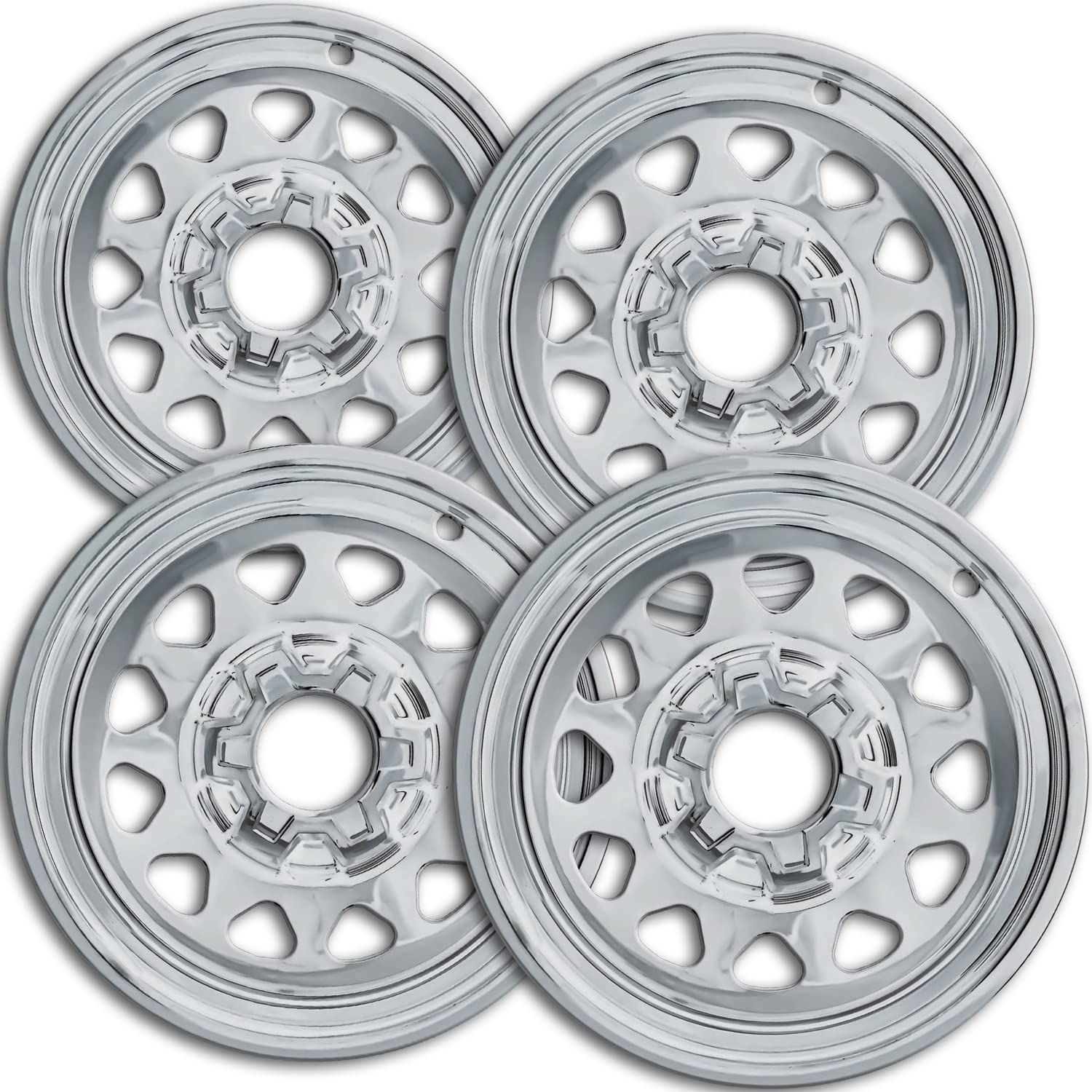 OxGord 17 Inch Wheel Skins for 2019-2022 Chevy Silverado 1500 - Set of 4 ABS Chrome Wheel Covers | Durable Tire Replacement Caps | Perfect for Off-Roading, Daily Commuting & Truck Customization