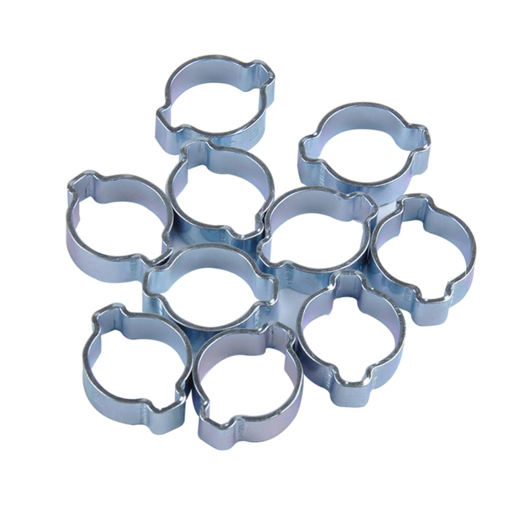 10PCS Galvanized Double Ear Hose Clamps (5-31mm) for Fuel Pipes & Tubes - Automotive & Marine Use