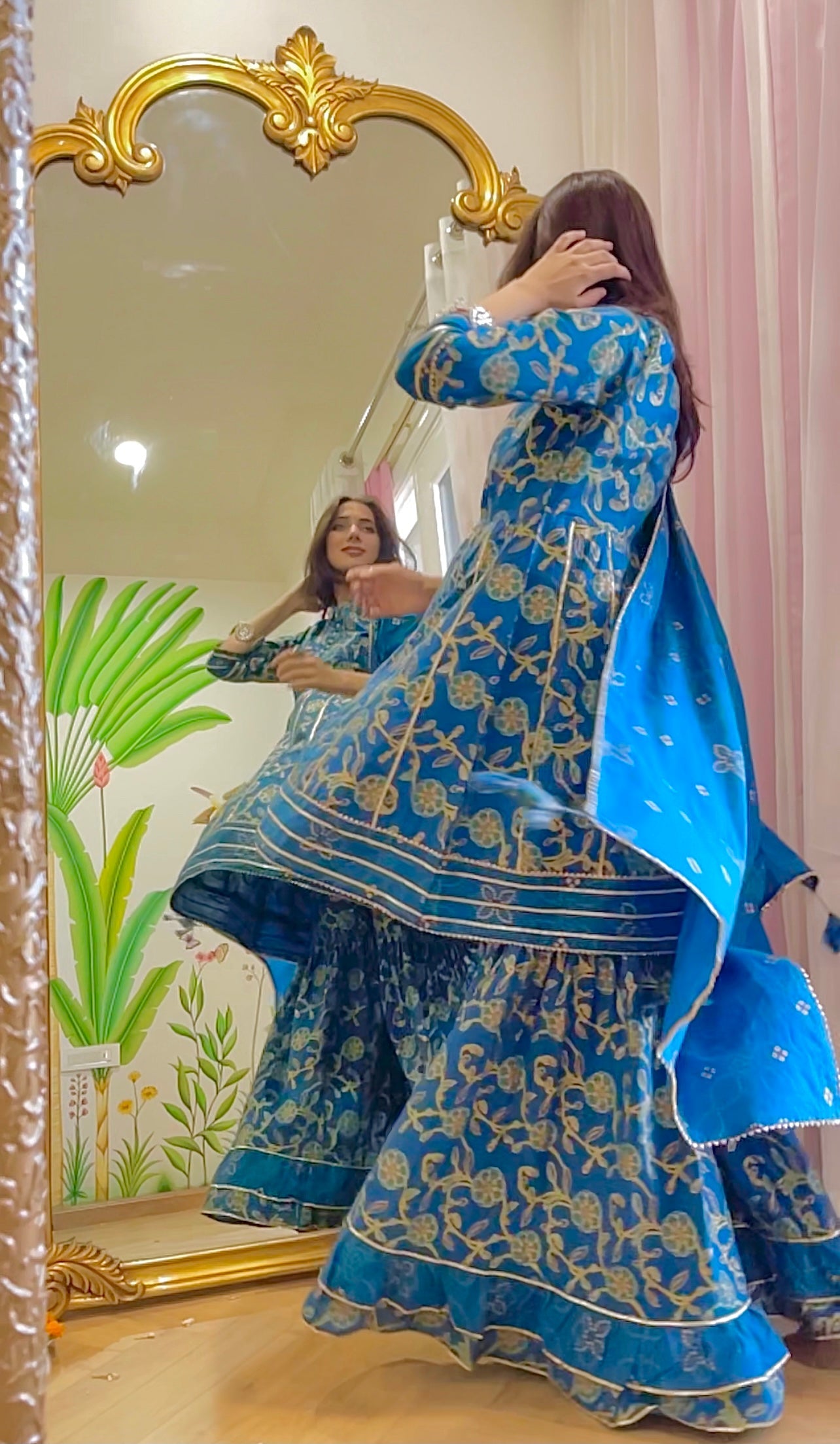 Elegant Blue Festive Kurta Sharara Dupatta Set for Women | Traditional Indian Ethnic Outfit | Perfect for Weddings, Parties & Festivals