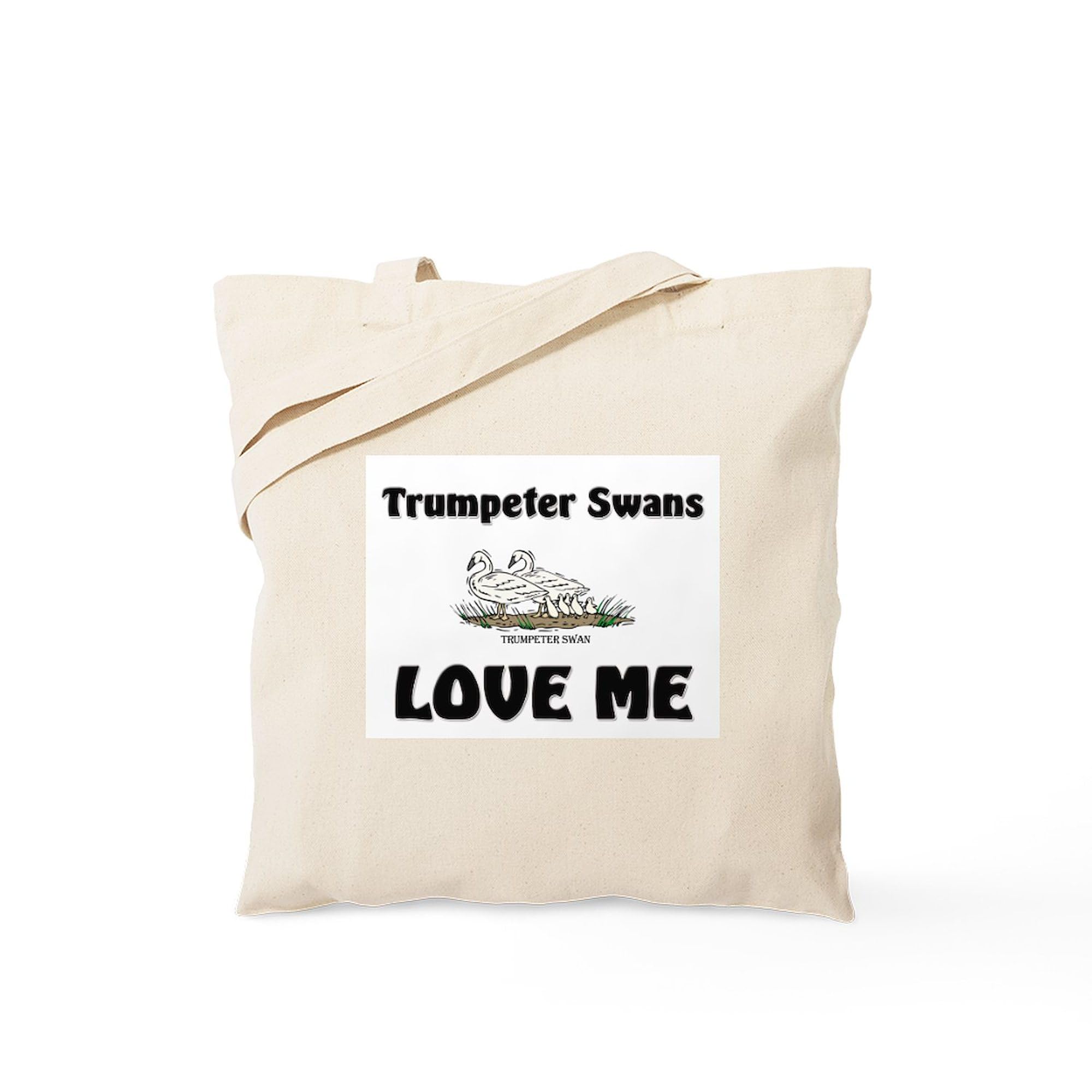 Trumpeter Swans Love Me Tote Bag - Natural Canvas Reusable Shopping Bag for Groceries, Beach & Everyday Use | Eco-Friendly Gift Idea