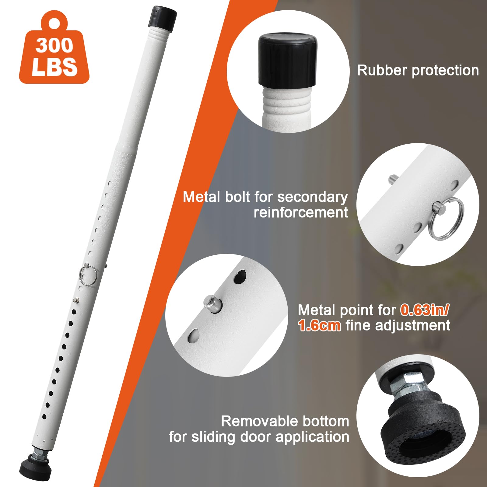 Heavy Duty Adjustable Sliding Door Security Bar 17