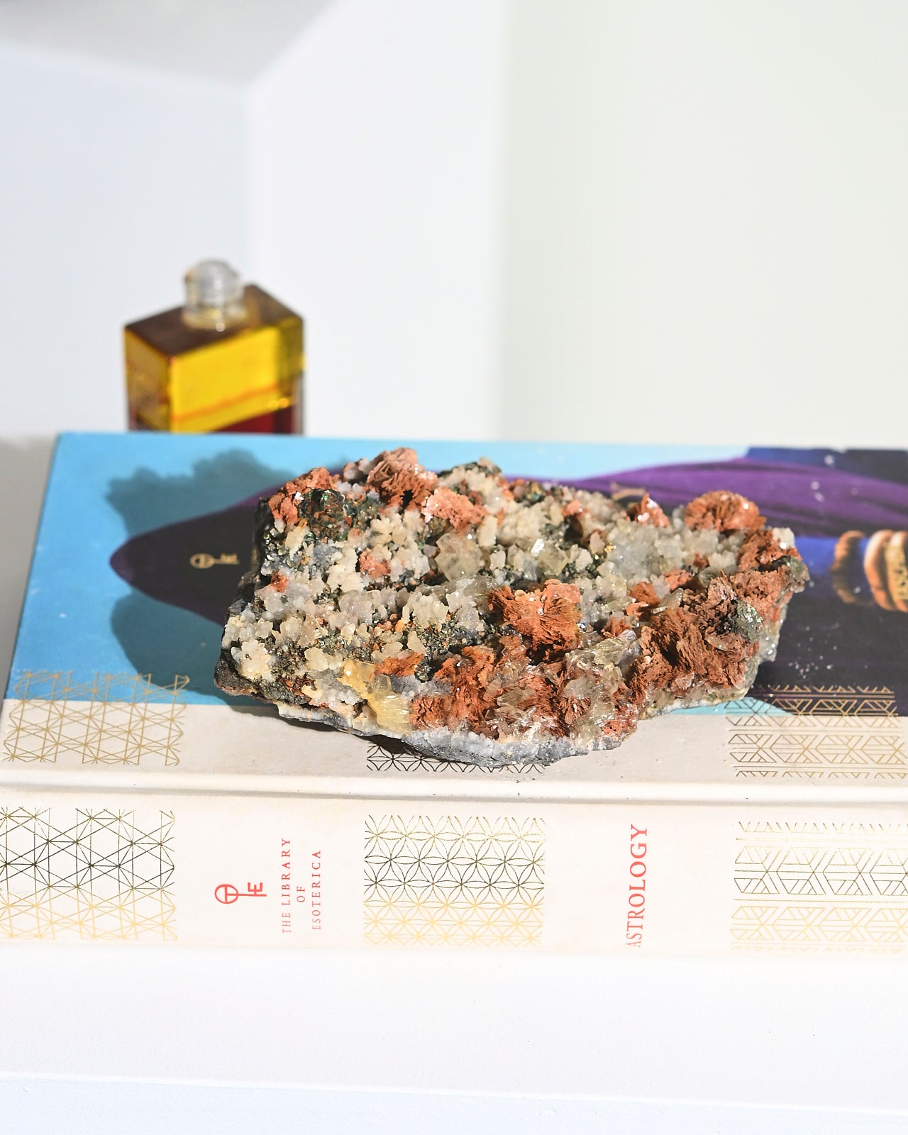 Natural Chalcopyrite Hematite Red Quartz Crystal Cluster with Galena - Healing Stones for Meditation, Reiki, and Home Decor