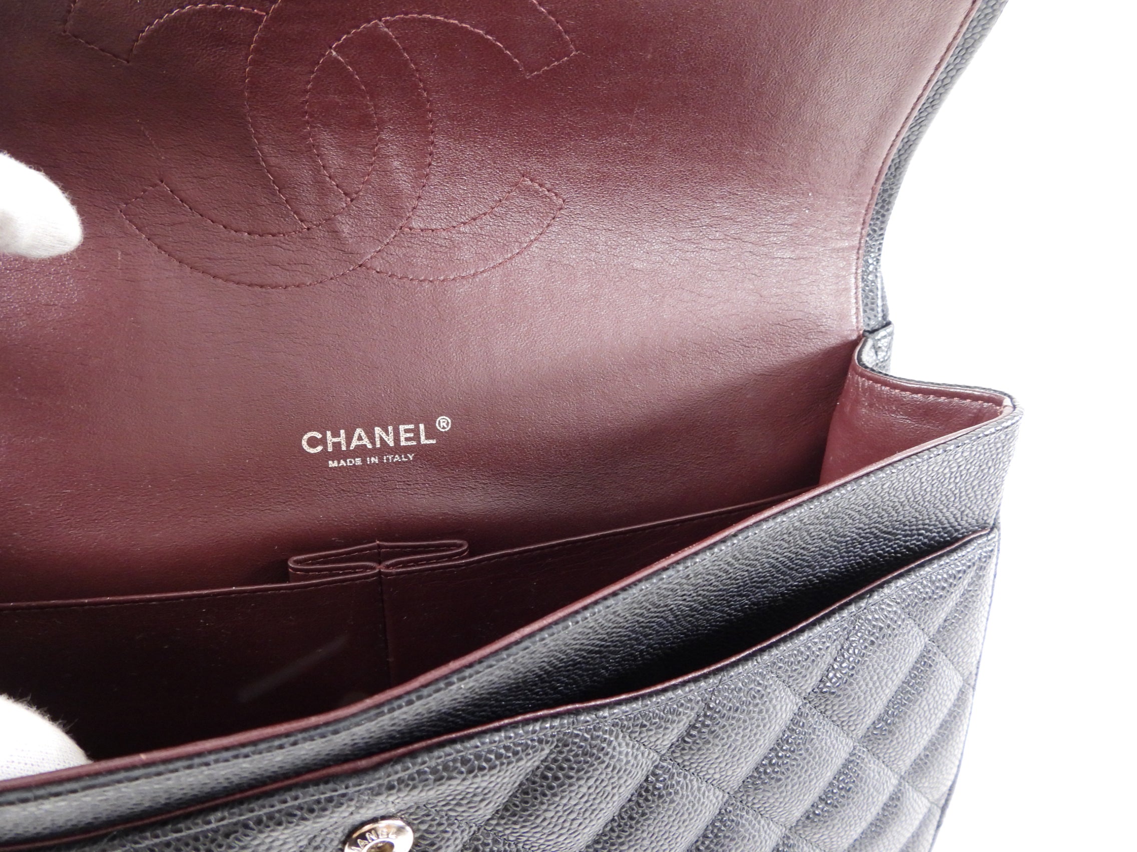 Chanel Black Caviar Leather Maxi Classic Double Flap Handbag - Luxury Designer Shoulder Bag for Women, Perfect for Evening Events & Special Occasions