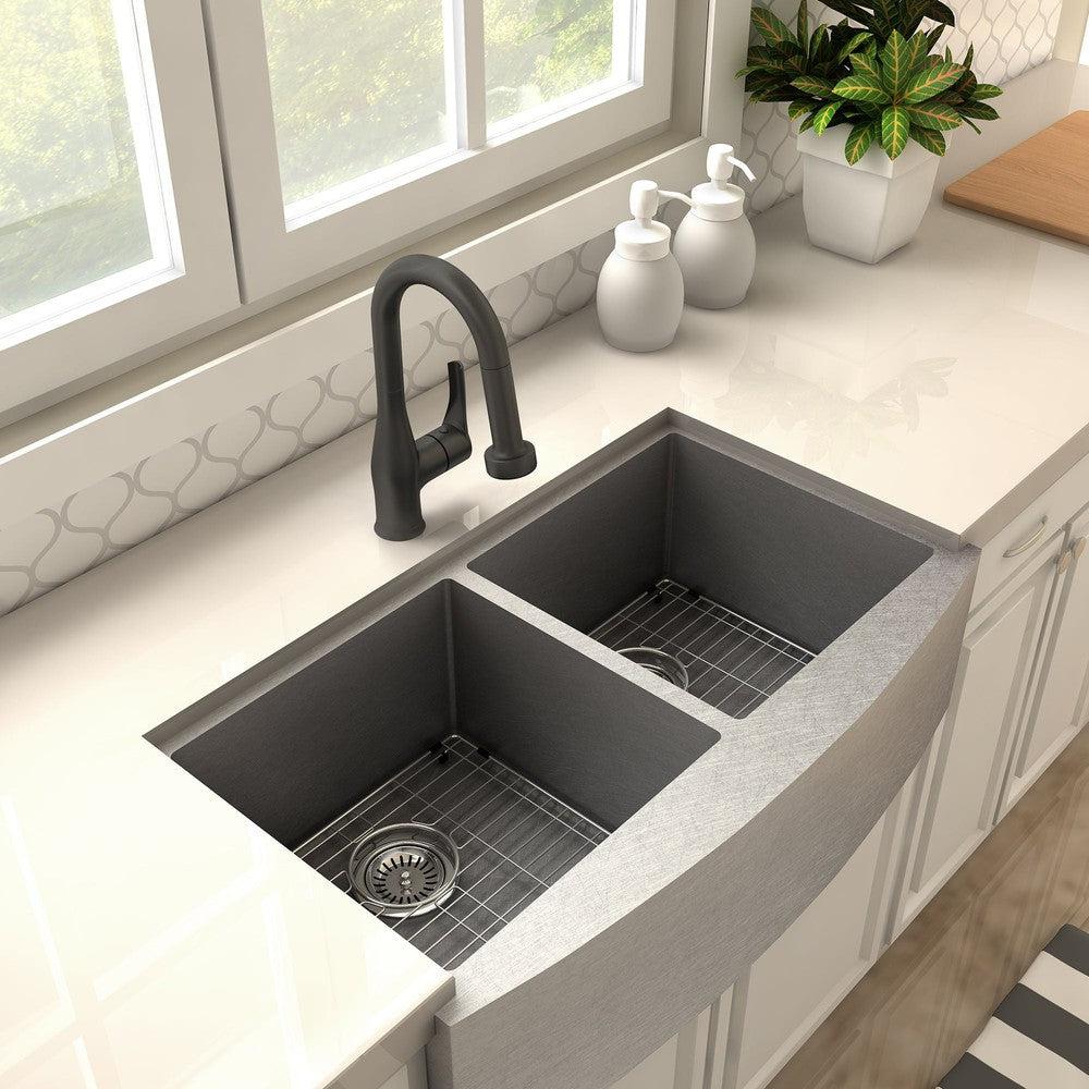 ZLINE Dali Matte Black Pull Down Single Handle Kitchen Faucet - Modern ADA Compliant Design for Sink, Dishwashing & Food Prep (DAL KF MB)