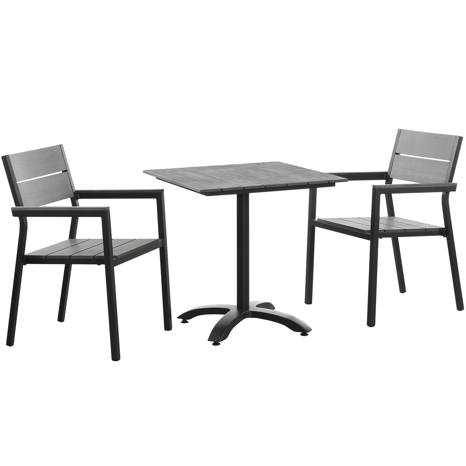 Modway Maine 3-Piece Outdoor Dining Set - Aluminum Patio Furniture with 28