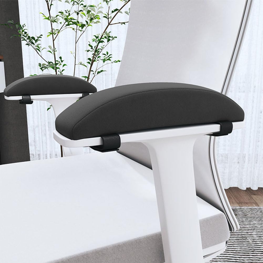 MINDRA 2 Pack Memory Foam Armrest Pads for Office & Gaming Chairs - Black | Pressure Relief Cushion for Elbows & Forearms | Perfect for Work, Gaming & Long Sitting Sessions