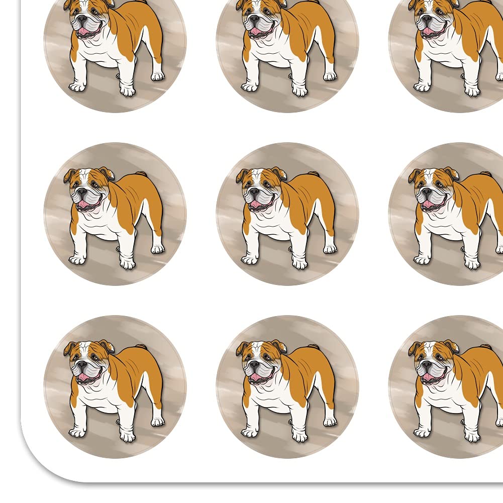 English Bulldog Pet Dog 1 Inch Planner Stickers - Clear Scrapbooking & Crafting Decals for Bullet Journals, DIY Projects & Planner Decorations