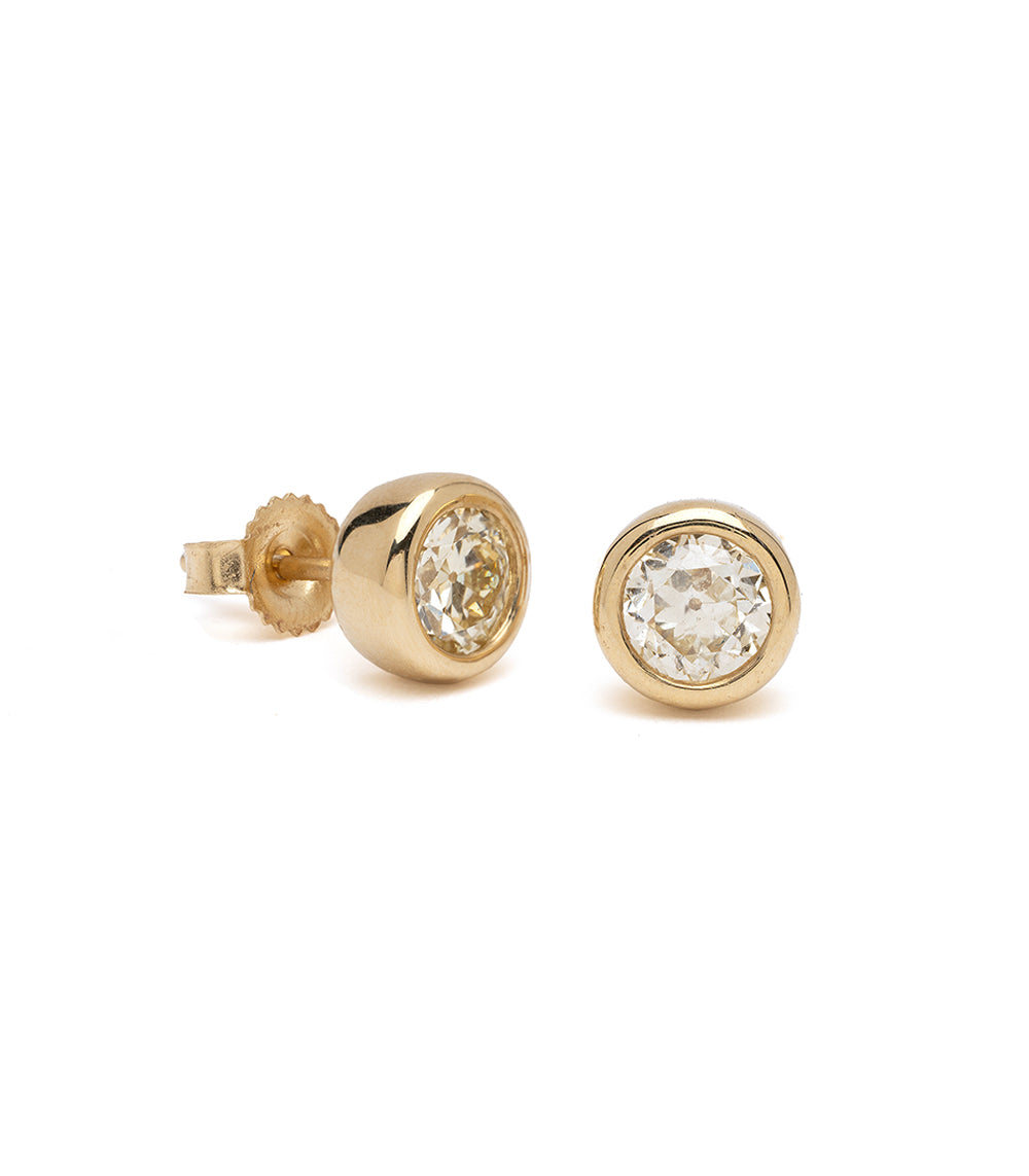 14K Gold Diamond Bezel Stud Earrings for Women - Elegant & Hypoallergenic Everyday Jewelry Gift for Her - Perfect for Work, Date Night & Special Occasions