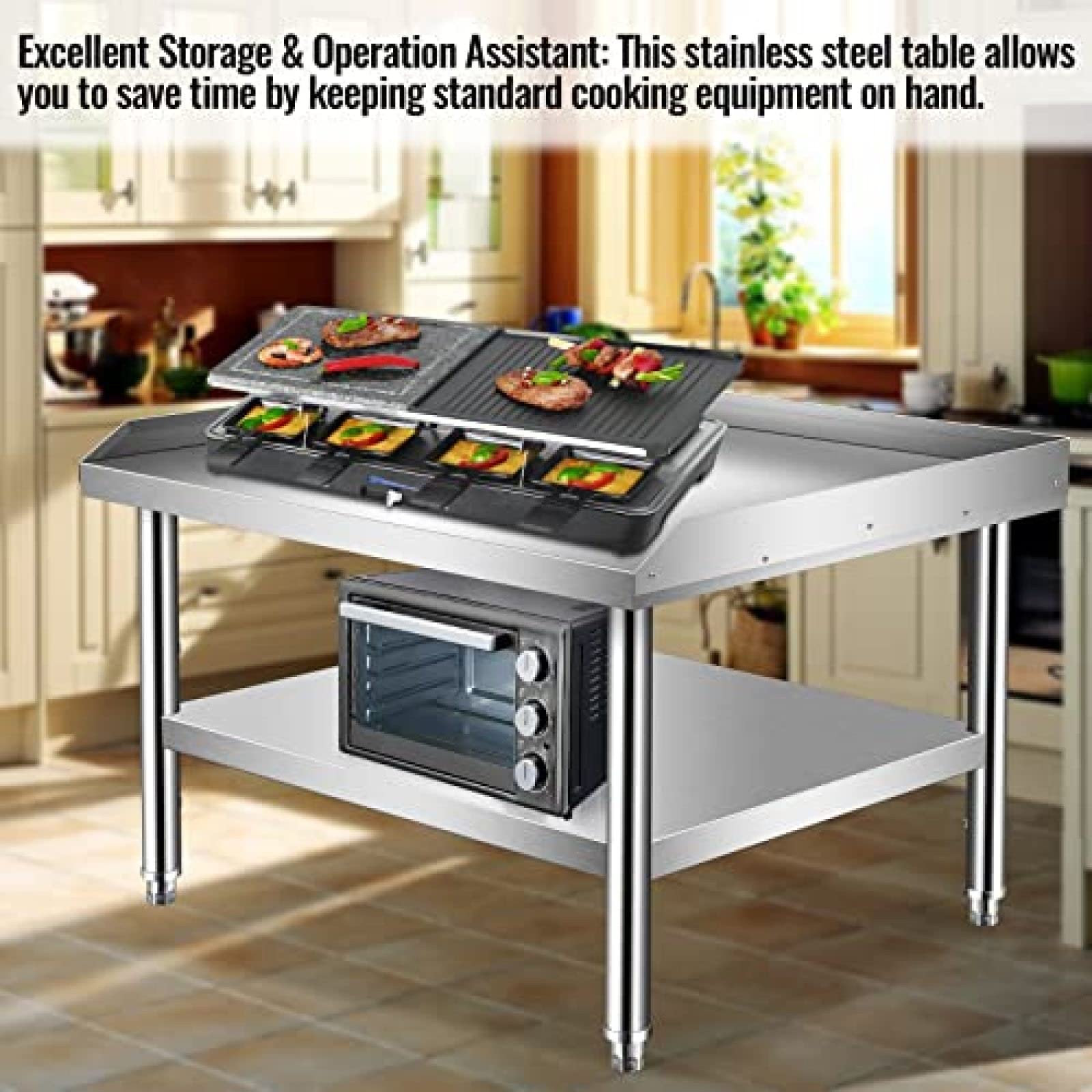 Premium Stainless Steel Grill Stand with Storage Shelf - Heavy Duty NSF Certified 28x24x24 Outdoor Cooking Prep Table for BBQ, Camping & Backyard Parties