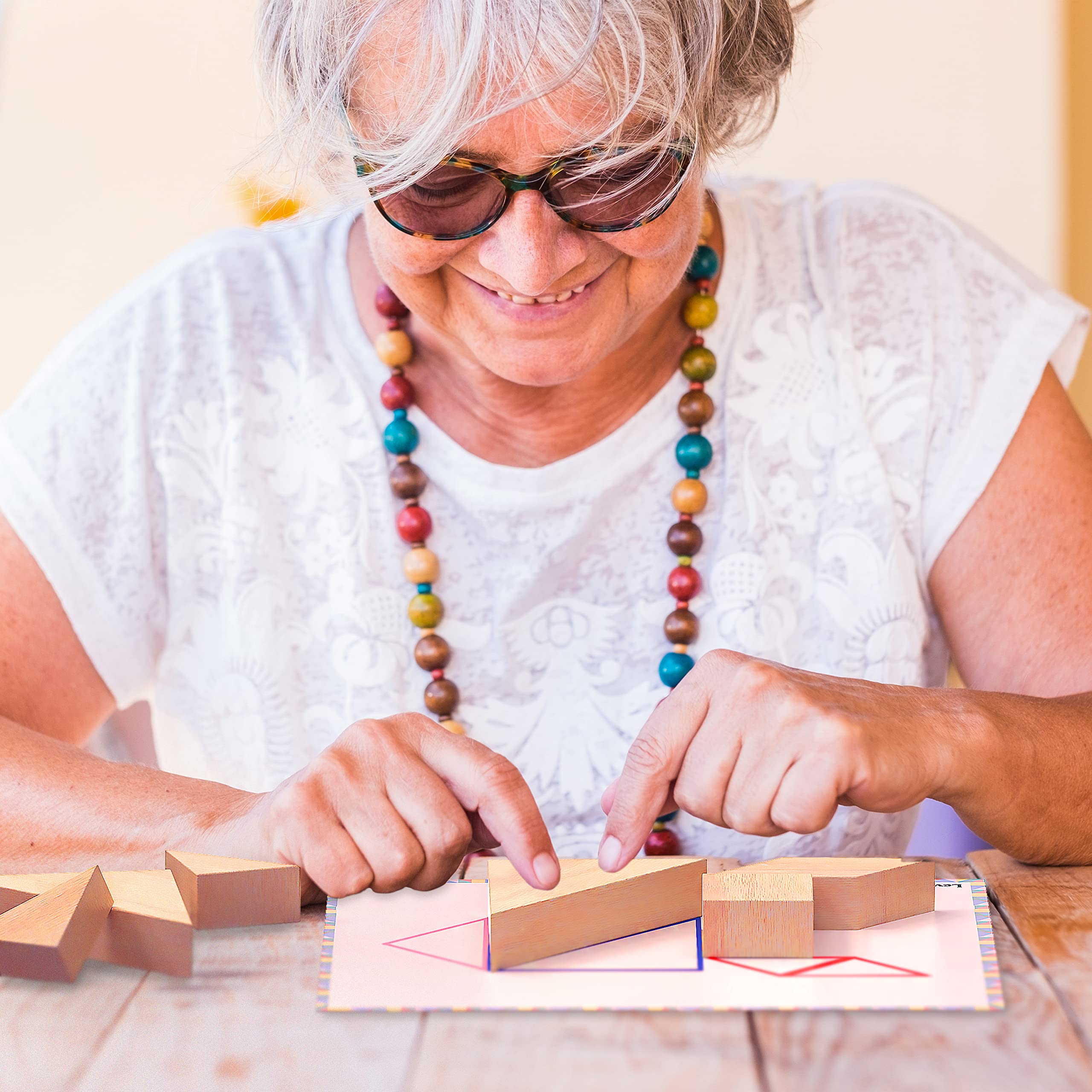 Dementia Busy Box with Tangram Game & Templates for Seniors - Alzheimer's Activities & Elderly Care