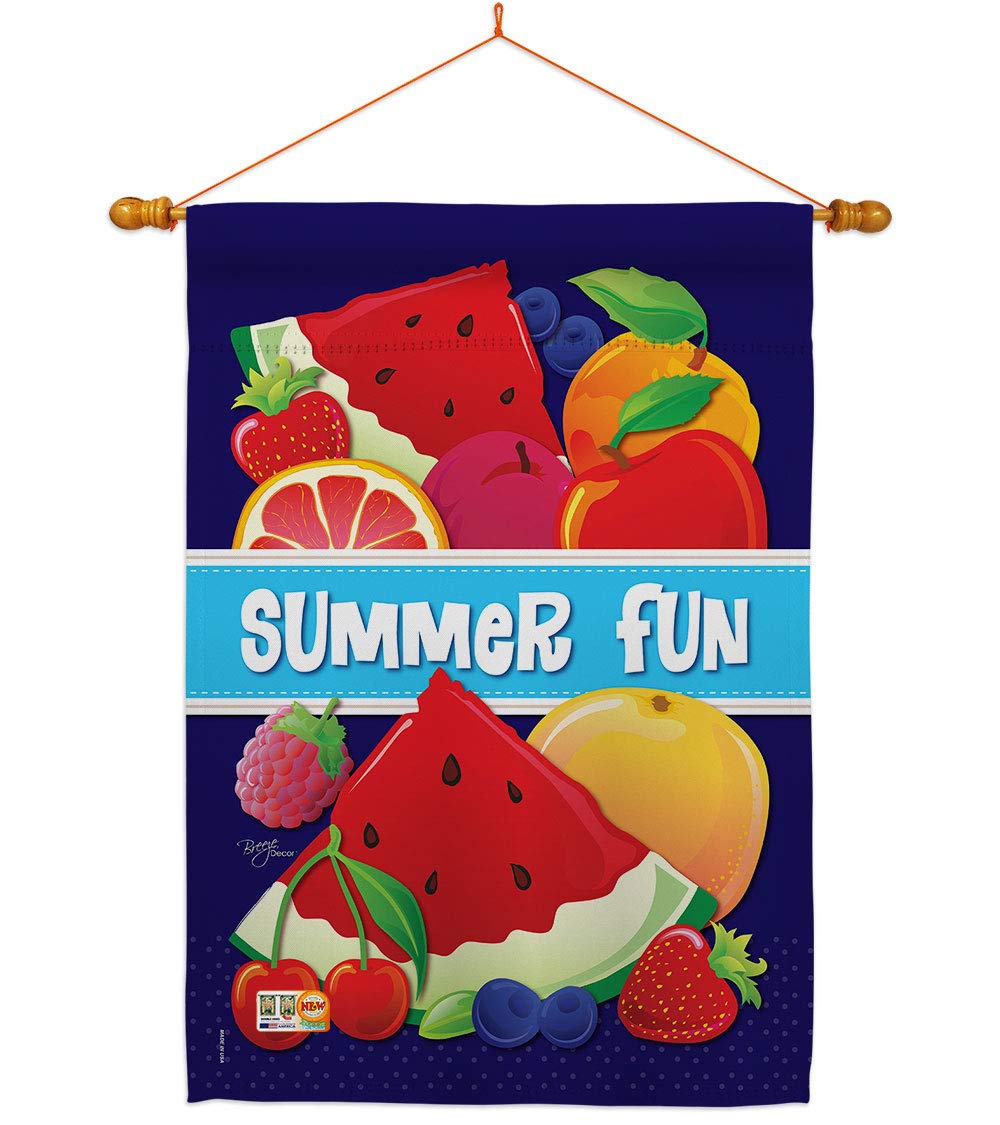 Summer Fun Vertical House Flag Set 28x40in w/Flagpole - Outdoor Decor