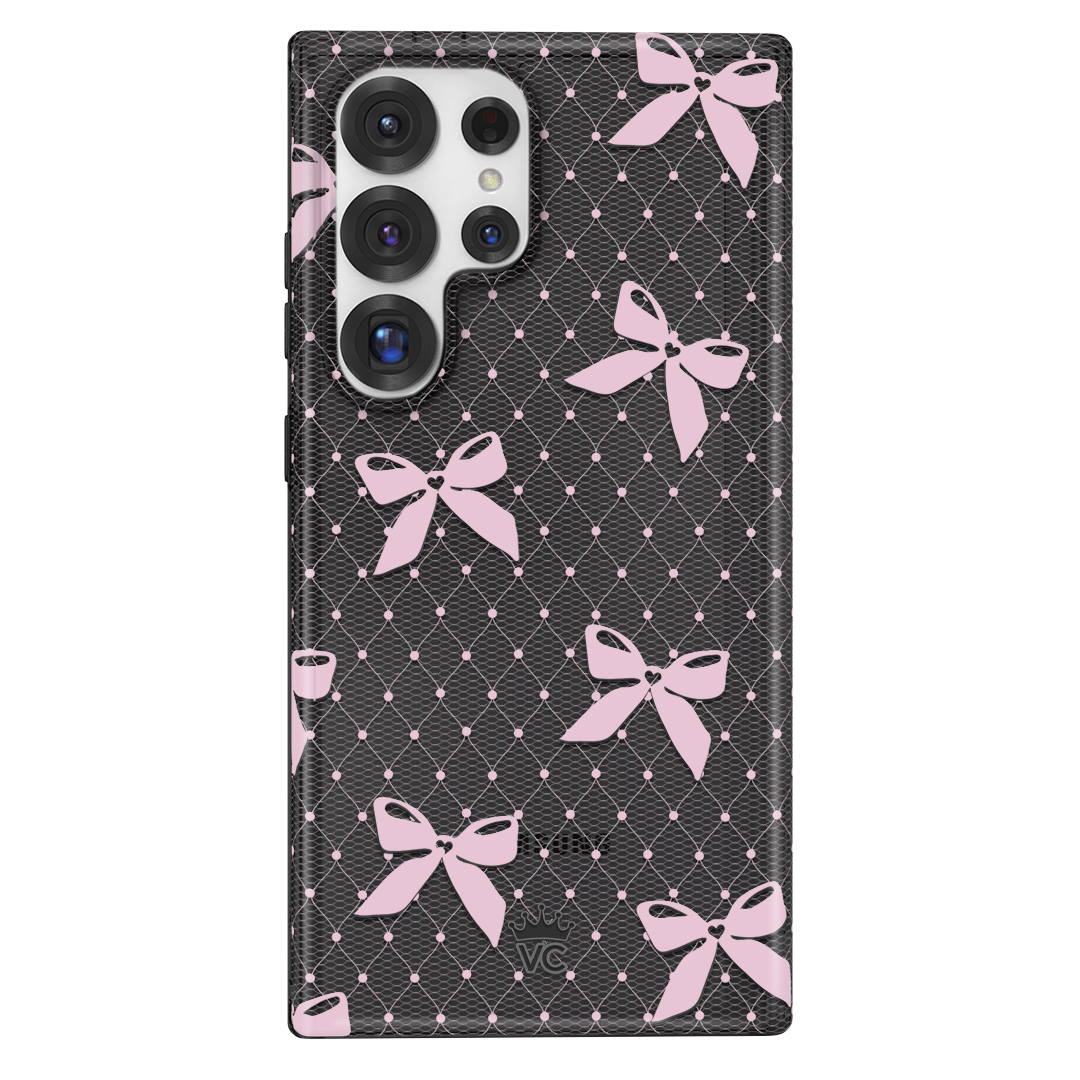 Elegant Lacy Pink Bow Samsung Phone Case - Cute & Stylish Protective Cover for Samsung Galaxy S21/S20/Note 20 - Perfect Gift for Girls, Women, Teens (School, Work, Party, Everyday Use)