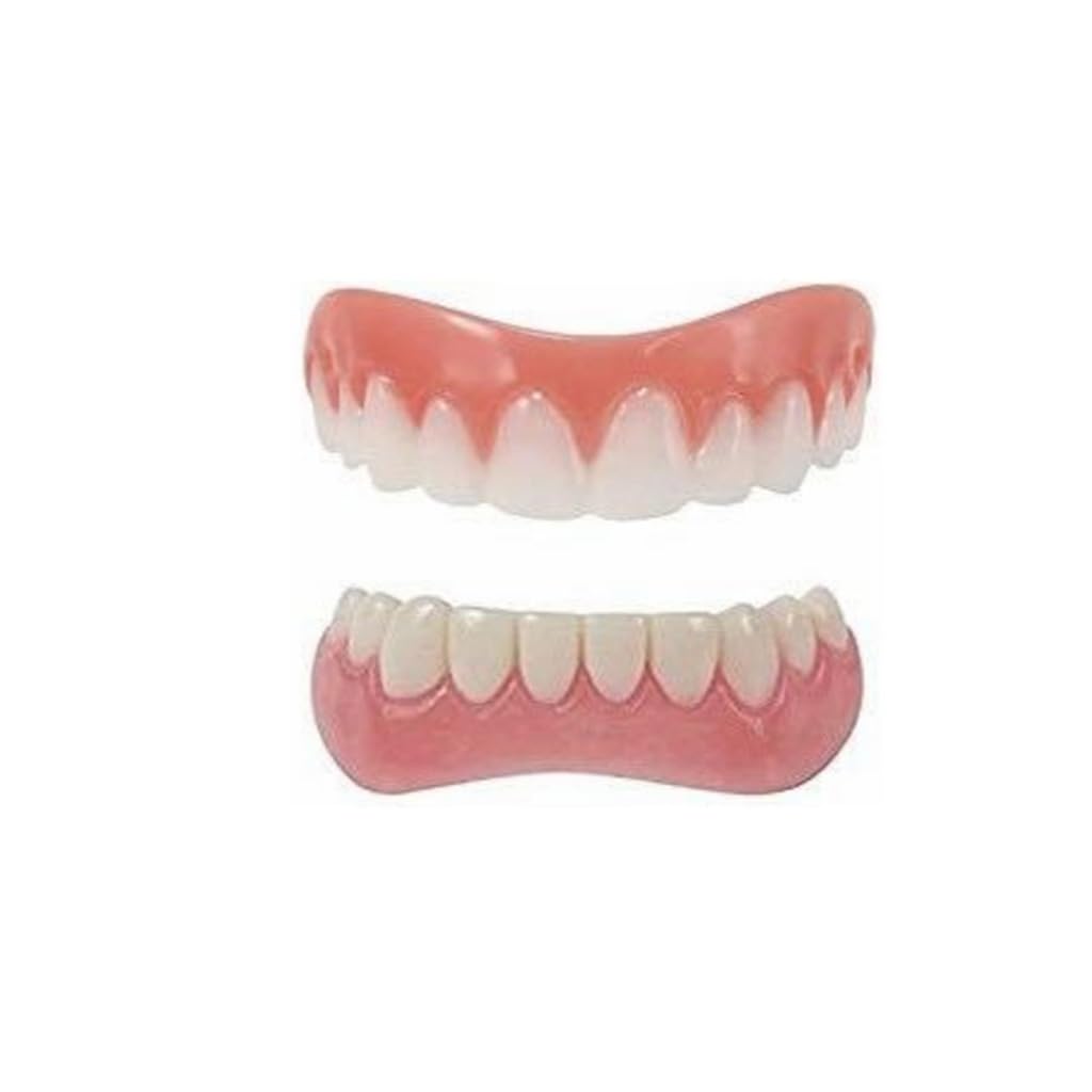 Adjustable Snap-On Smile Veneers - Realistic Fake Teeth for Men & Women | Upper & Lower Denture Whitening Patches | Perfect for Cosplay, Halloween & Daily Confidence Boost