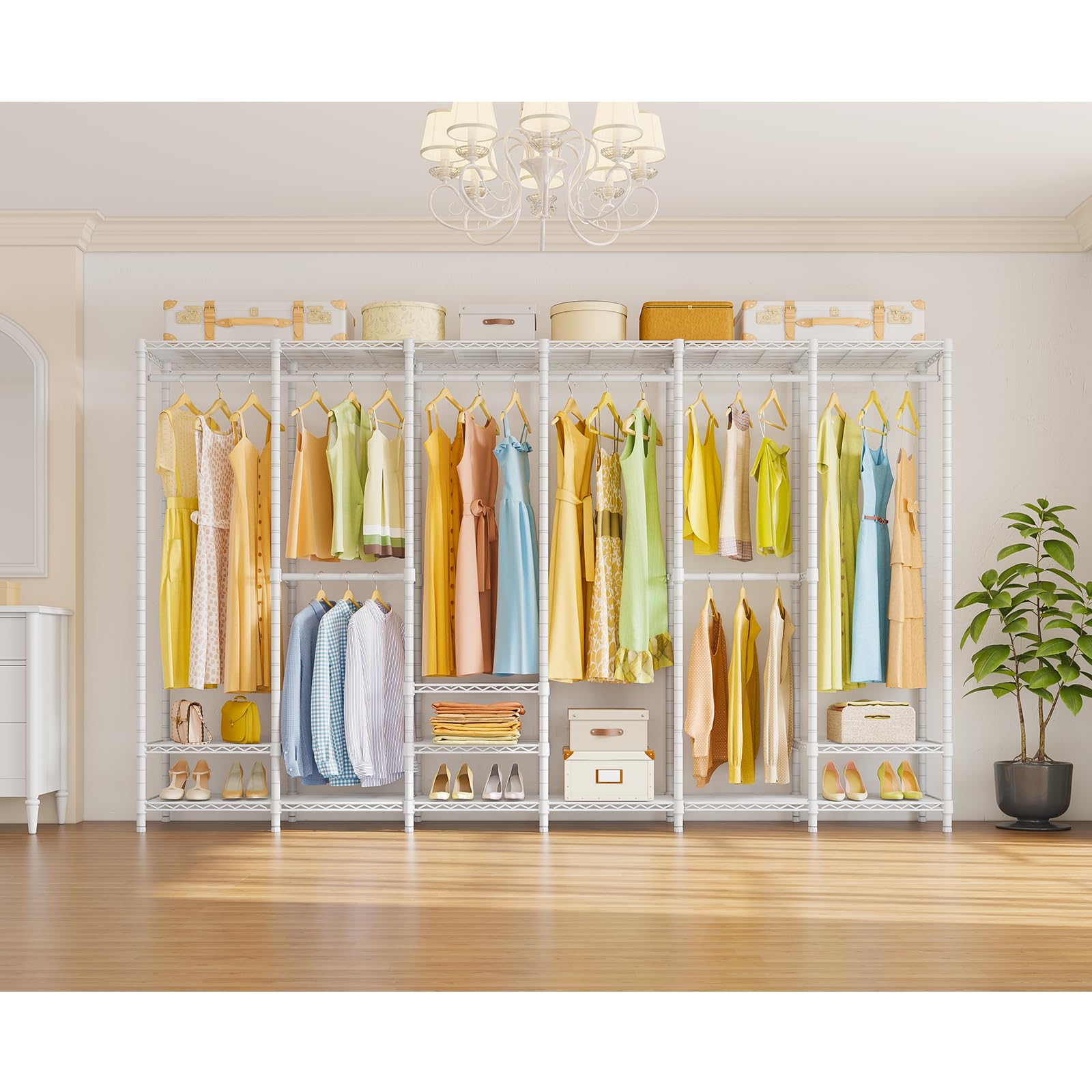 VIPEK V60 Heavy Duty Extra Large Clothes Rack - Freestanding Wardrobe with 1620lbs Capacity, Portable Closet Organizer for Bedroom Storage - Perfect for Hanging Clothes, Seasonal Wardrobe Rotation & Small Space Organization (White)
