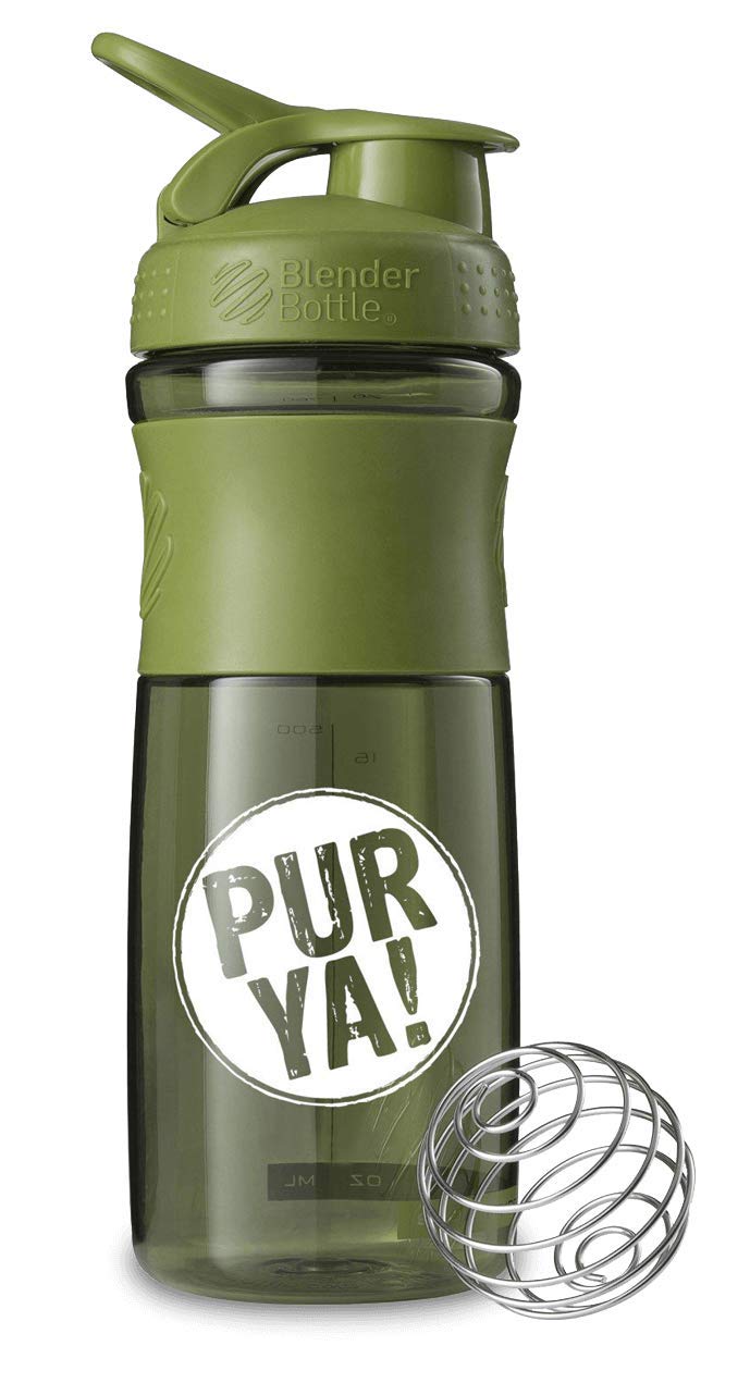 Purya Protein Shaker Bottle with Blender Ball - 760ml, Green/White - Perfect for Gym, Workouts & Post-Exercise Recovery