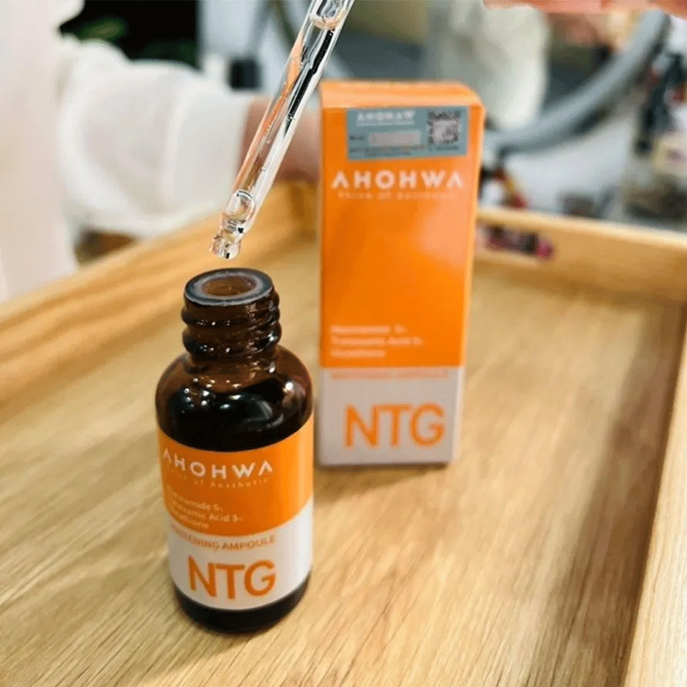 AHOHWA NTG Whitening Ampoule 30ml - Brightening Facial Serum for Dark Spots & Hyperpigmentation | Perfect for Night Skincare Routine & Glowing Complexion
