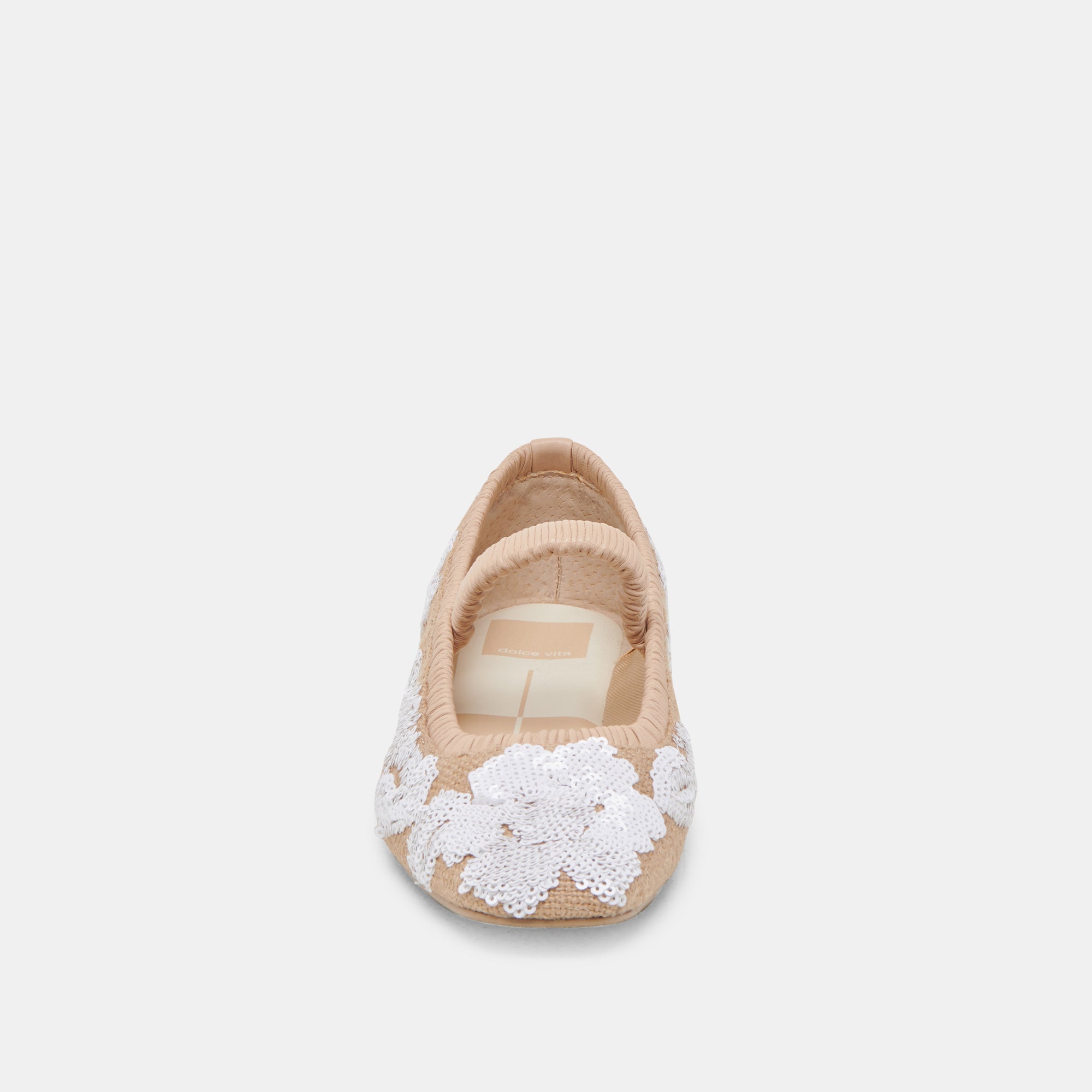 RHODIE Women's Ballet Flats - Natural Multi Floral Sequin Comfortable Slip-On Shoes for Casual Wear, Work & Special Occasions