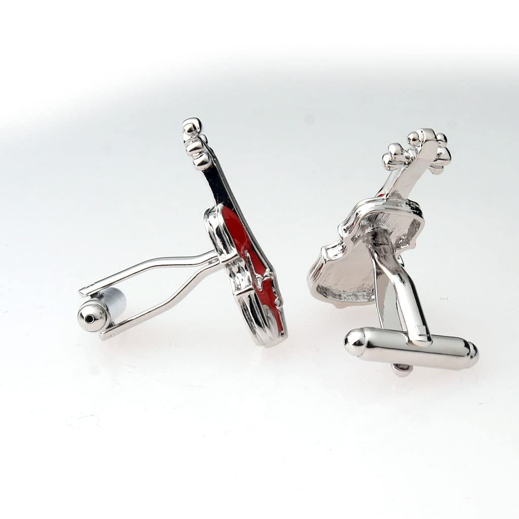 Men's Suit Shirt Violin Shape Cufflinks - Elegant Wedding & Formal Attire Accessories for Groomsmen, Business Professionals & Special Occasions