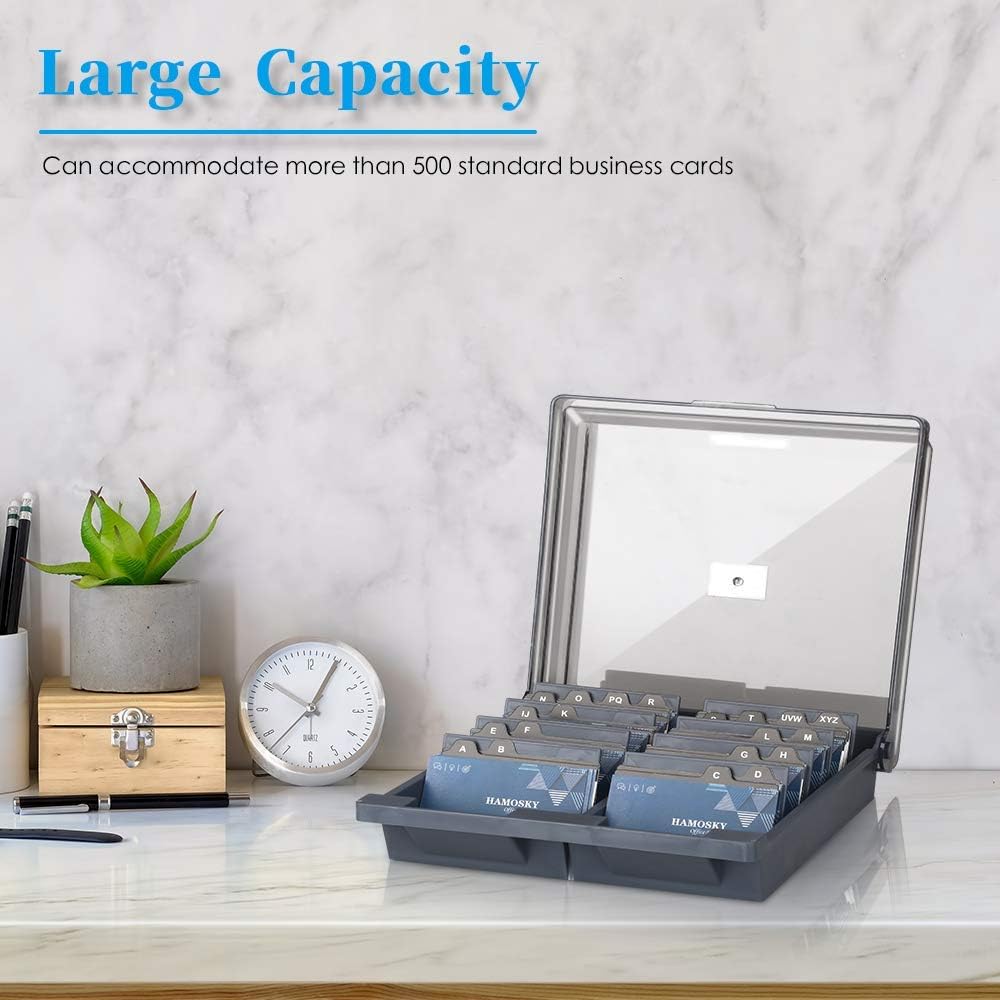 Premium Business Card Holder Organizer - Magnetic A-Z Index Card Storage Box with 4 Compartments (Holds 1000 Cards) - Perfect for Office, Networking Events & Professional Meetings