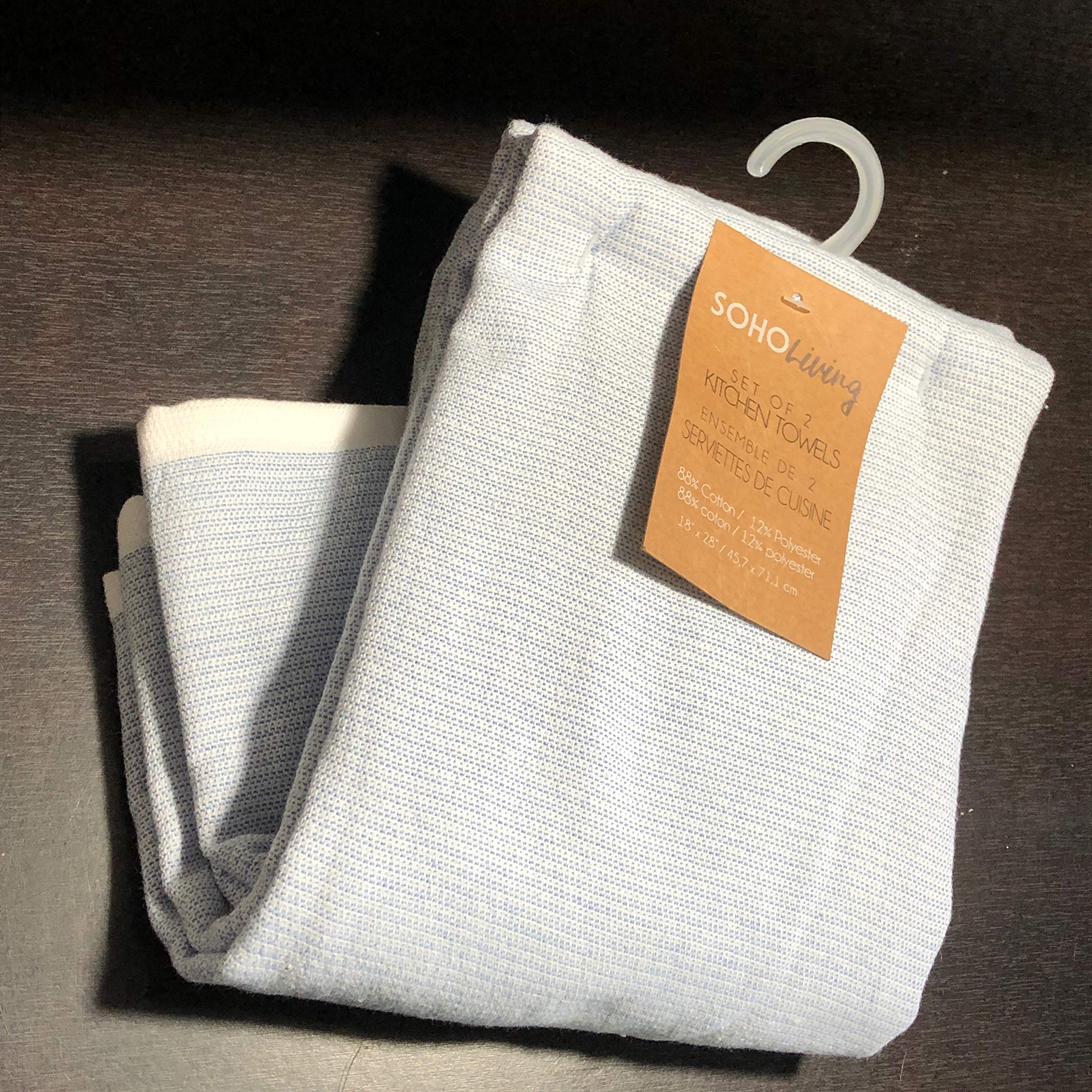 Premium Terry Kitchen Towels Set of 2 - Super Absorbent & Quick Drying - Simple Stitch Denim Design - Perfect for Cooking, Cleaning & Dish Drying - Ideal Home & Restaurant Use