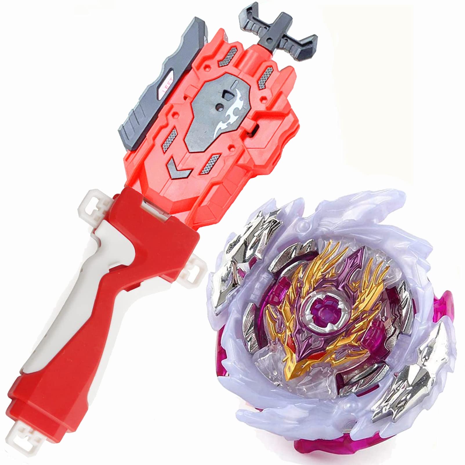 Metal Fusion B Beyblade Burst Evolution Toy Set - SuperKing B-168 Booster Rage Longinus Ds'3A with Left/Right Spin String Launcher Grip | Battling Top Game for Kids | Perfect for Competitive Play & Collection