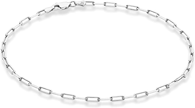 Verona Jewelers 925 Sterling Silver Anklet for Women - Dainty Paperclip Chain Link Ankle Bracelet, 10 Inch Adjustable Beach Jewelry, Perfect for Summer, Boho Style & Casual Wear