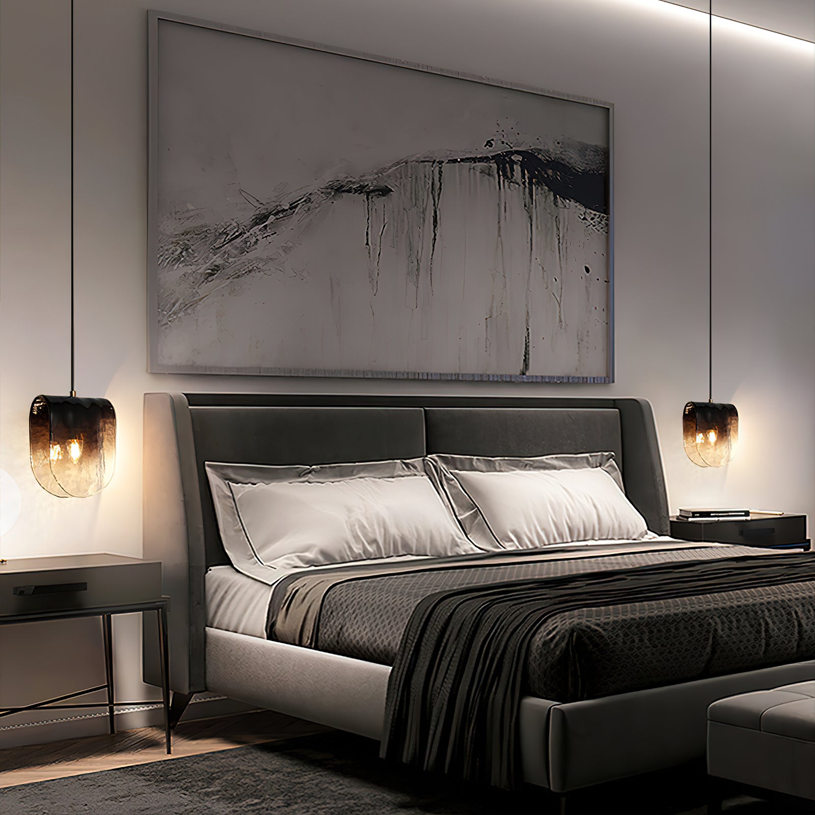 Modern Glass Pendant Light - Sleek Minimalist Hanging Fixture for Dining Room, Kitchen Island & Bedroom Decor