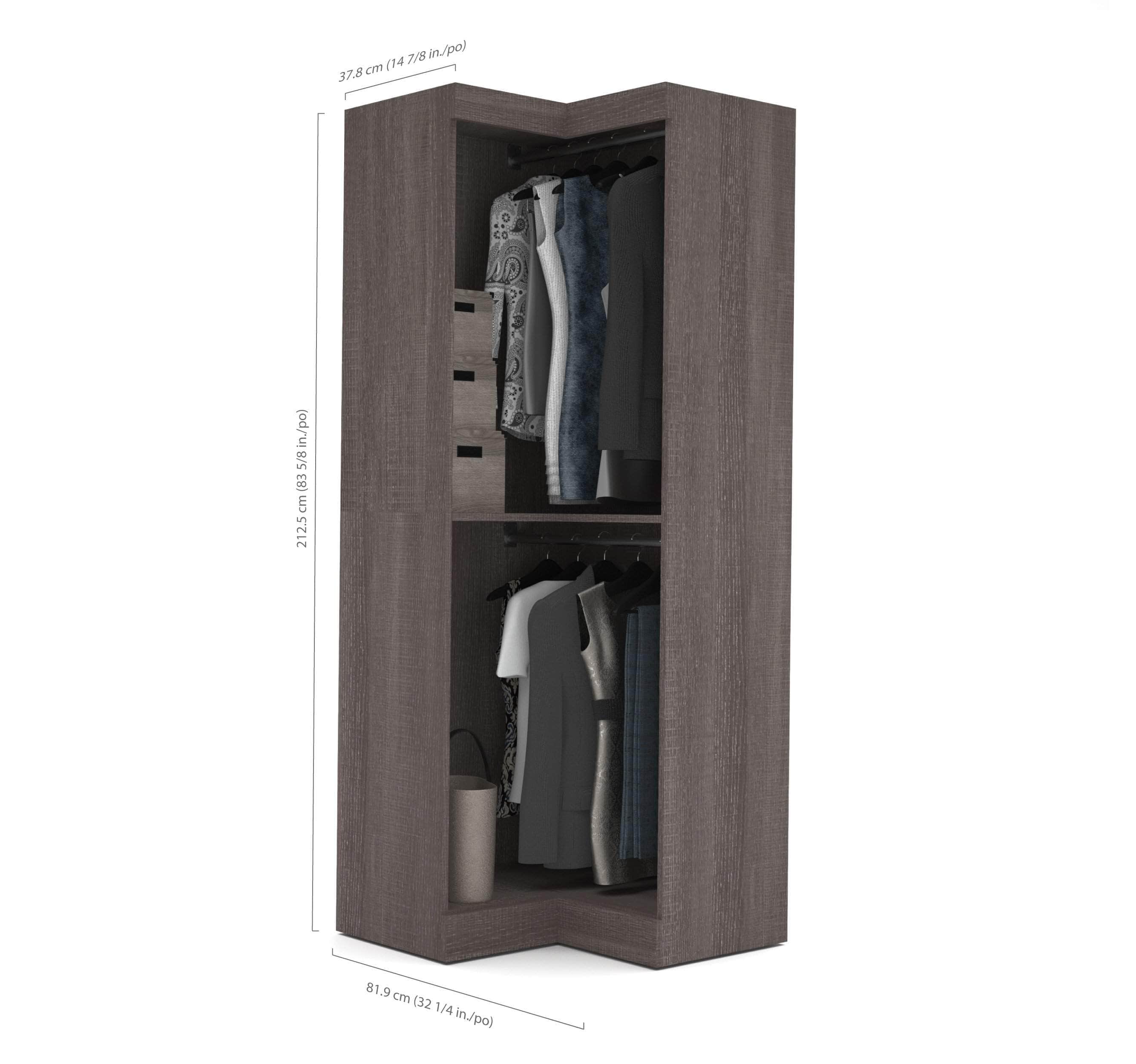 33W Corner Closet Organizer - Space Saving Storage Shelf for Bedroom, Bathroom & Laundry Room - Bark Grey Finish - Perfect for Small Spaces & Home Organization