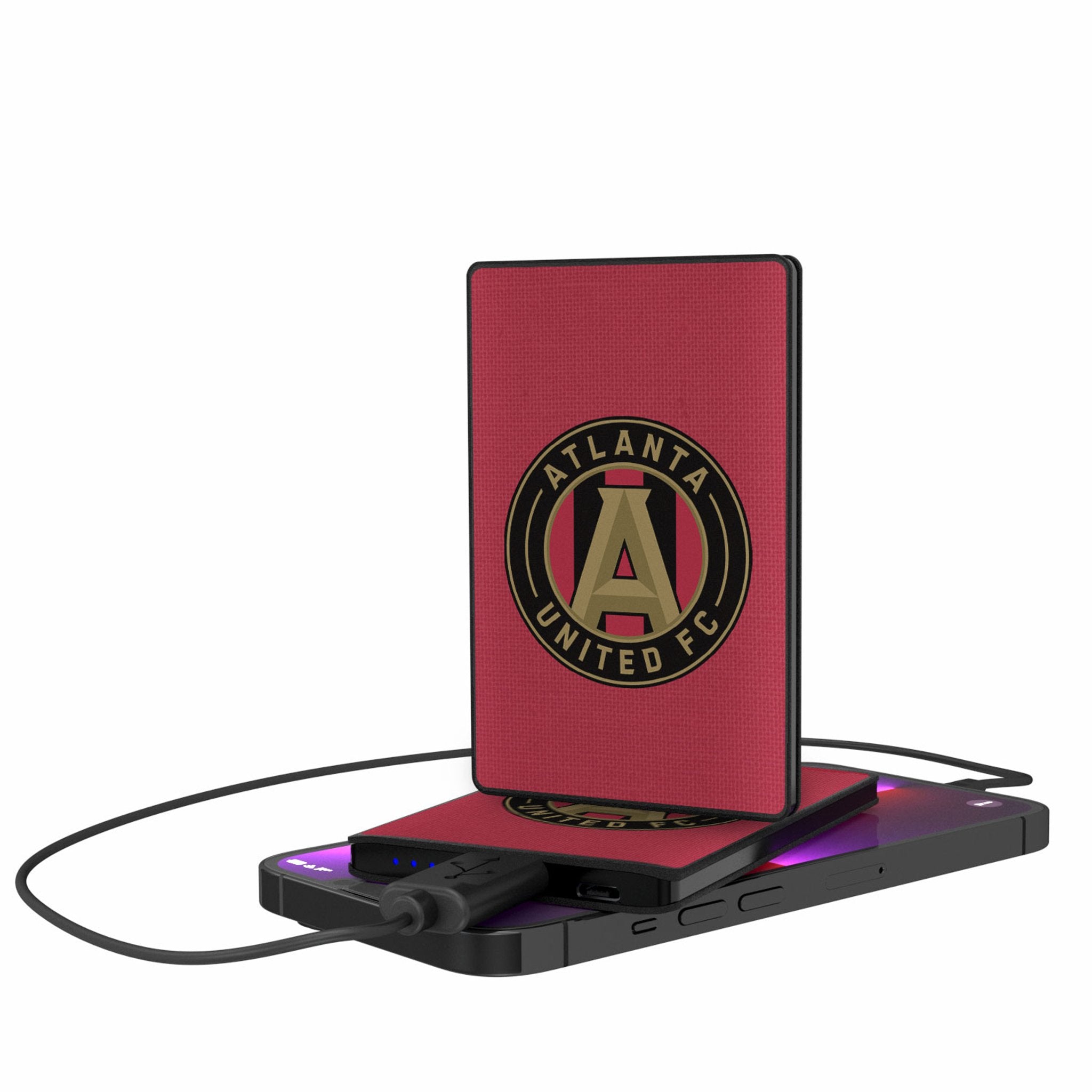 Portable 2500mAh Credit Card Power Bank - Atlanta United FC Team Design | Slim Charger for iPhone, Android & USB Devices | Perfect for Travel, Work & Soccer Games