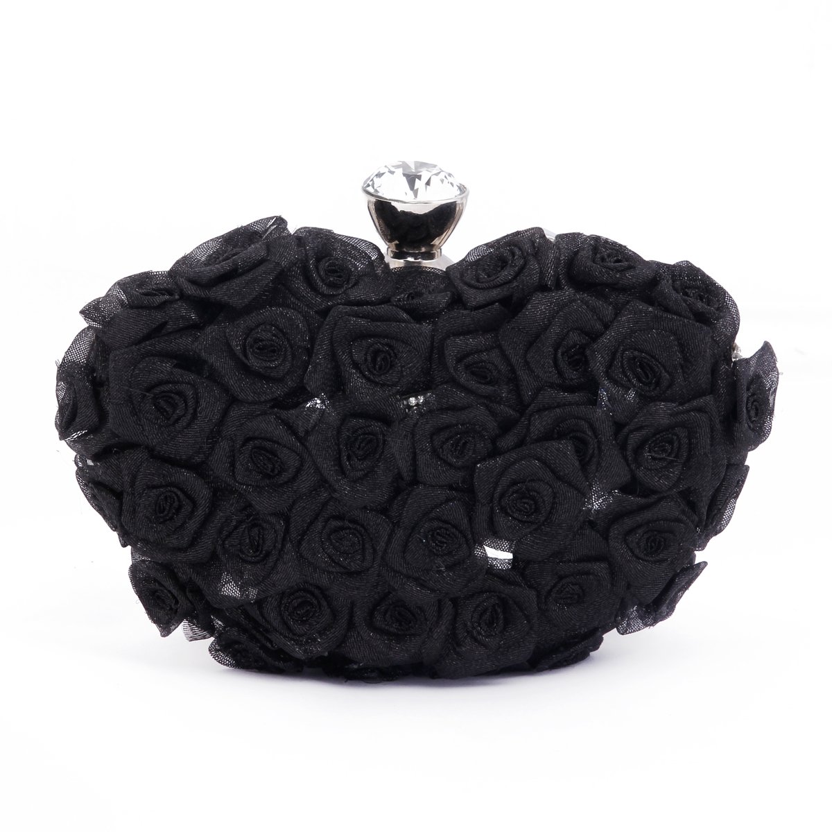 Damara Women's Shiny Mini Rose Crystal Hard Case Box Clutch Purse - Perfect for Evening Parties, Weddings & Special Occasions
