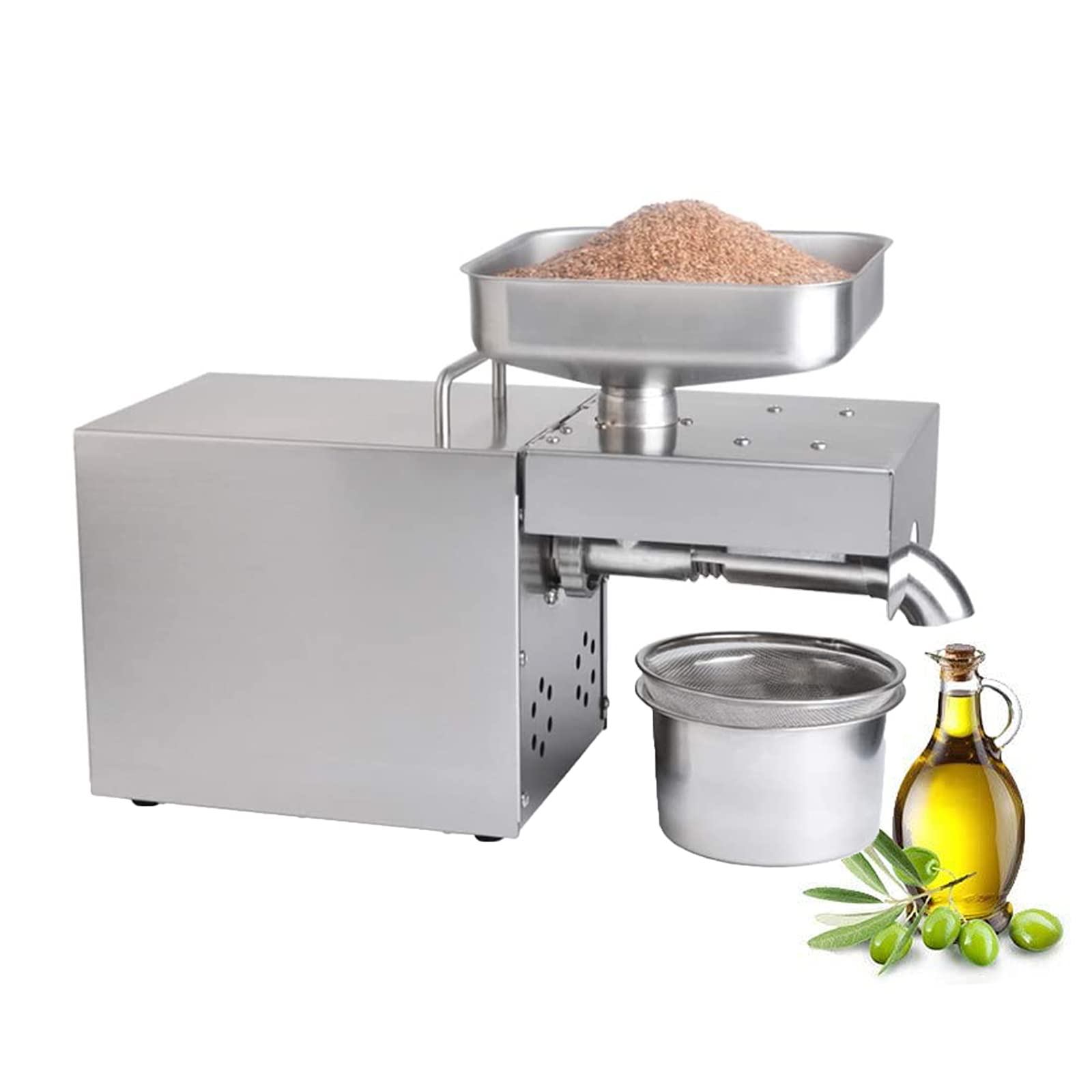1500W Commercial Stainless Steel Oil Press Machine - Cold Press Extractor for Avocado, Flaxseed, Peanut, Hemp, Sunflower & More | Perfect for Home & Commercial Use, Healthy Cooking & DIY Oil Making