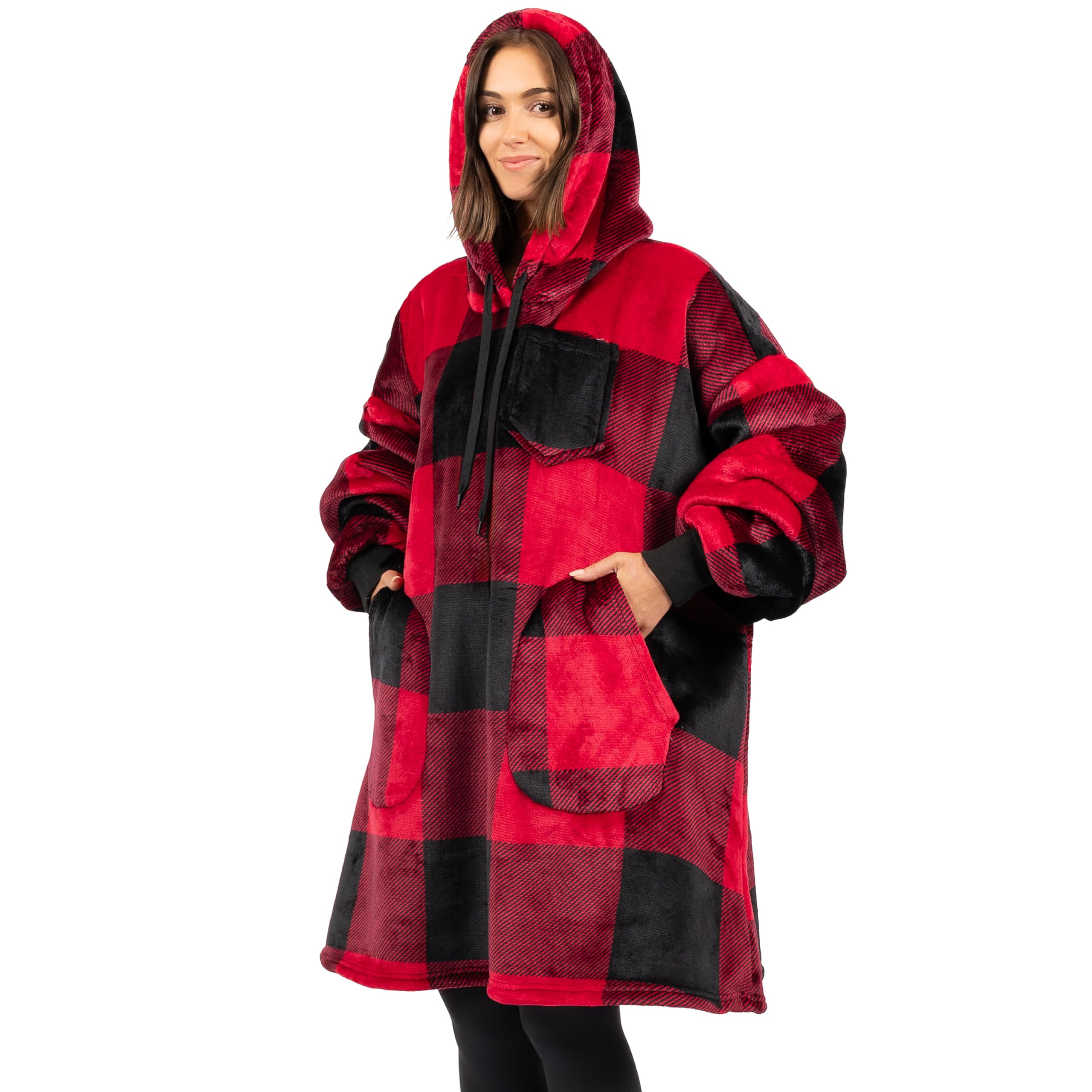 PAVILIA Wearable Blanket Hoodie for Women & Men - Sherpa Fleece Oversized Sweatshirt Blanket with Hood | Cozy Loungewear for Home, Camping & Outdoor Activities