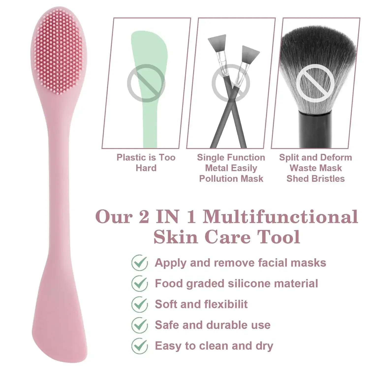 SMARZEC Silicone Face Mask Brush Applicator - Soft Facial Cleansing Brush for Cream, Mud, Clay & Body Lotion | Gentle Makeup Remover & Skin Care Tool for Spa, Home & Travel Beauty Routine