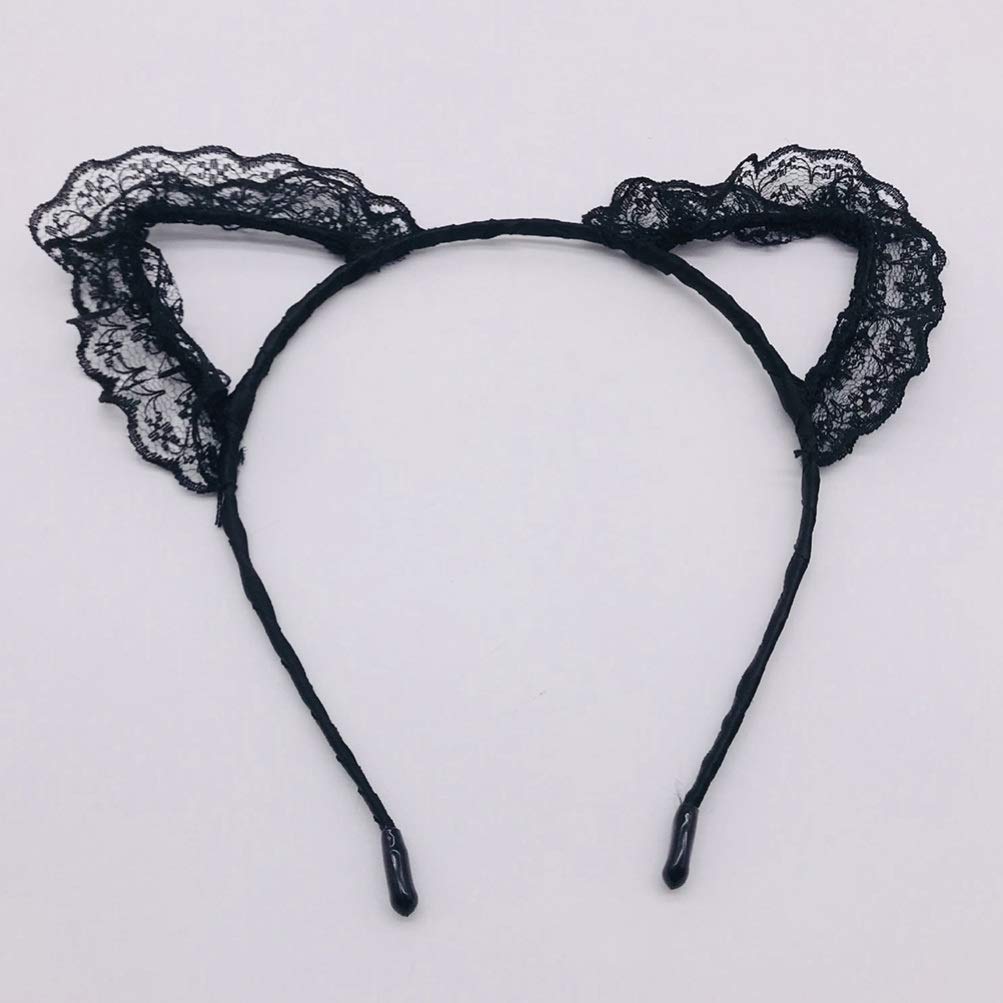 4pcs Lace Cat Ear Headbands for Women & Girls - Cute Halloween Cosplay Costume Accessories, Cat Ear Hair Hoops for Parties, Dress Up & Photo Props