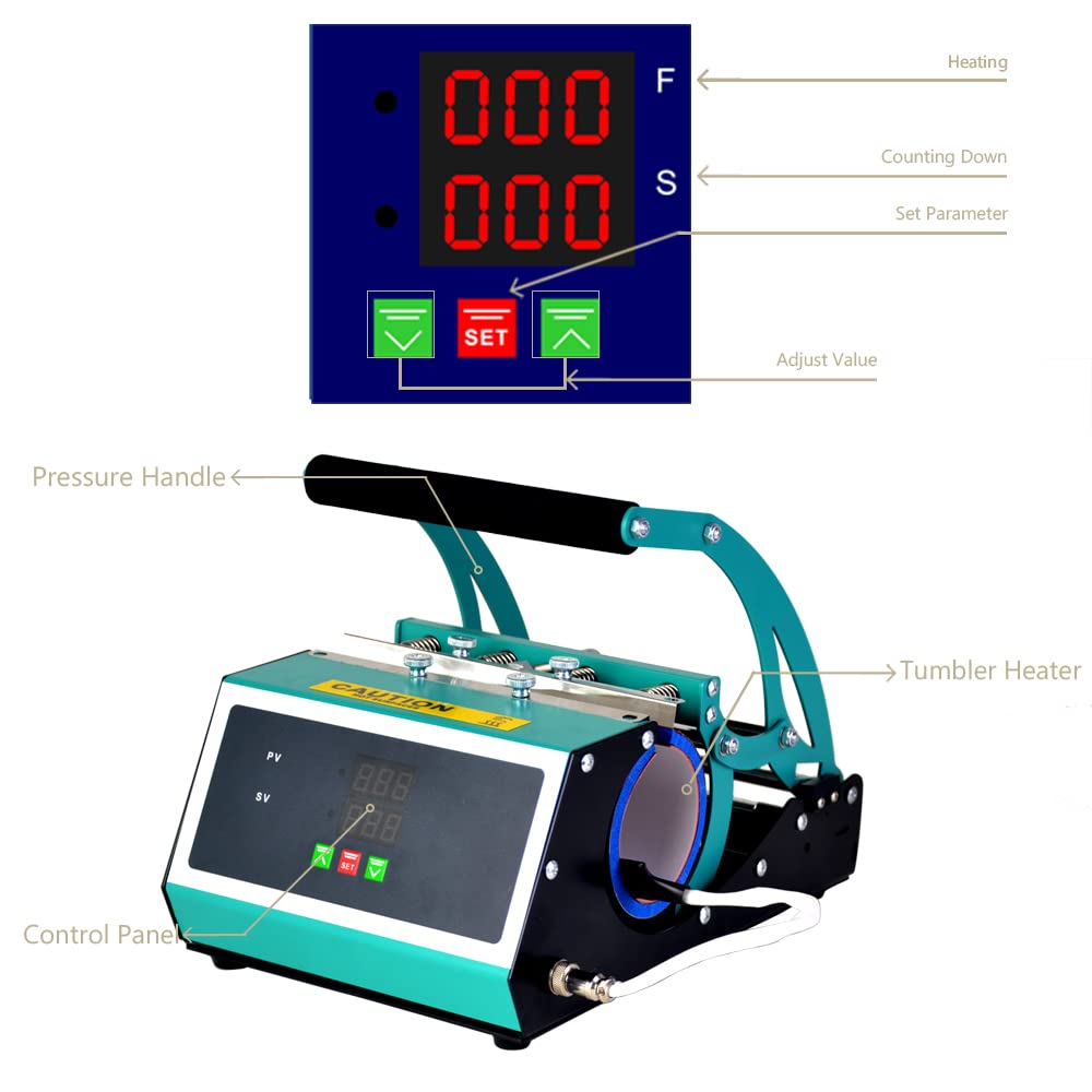 20oz DIY Tumbler Heat Press Machine - Sublimation Heat Transfer for Skinny Tumblers, Perfect for Custom Mug & Cup Printing (Green) | Home Crafting, Small Business & Personalized Gift Making