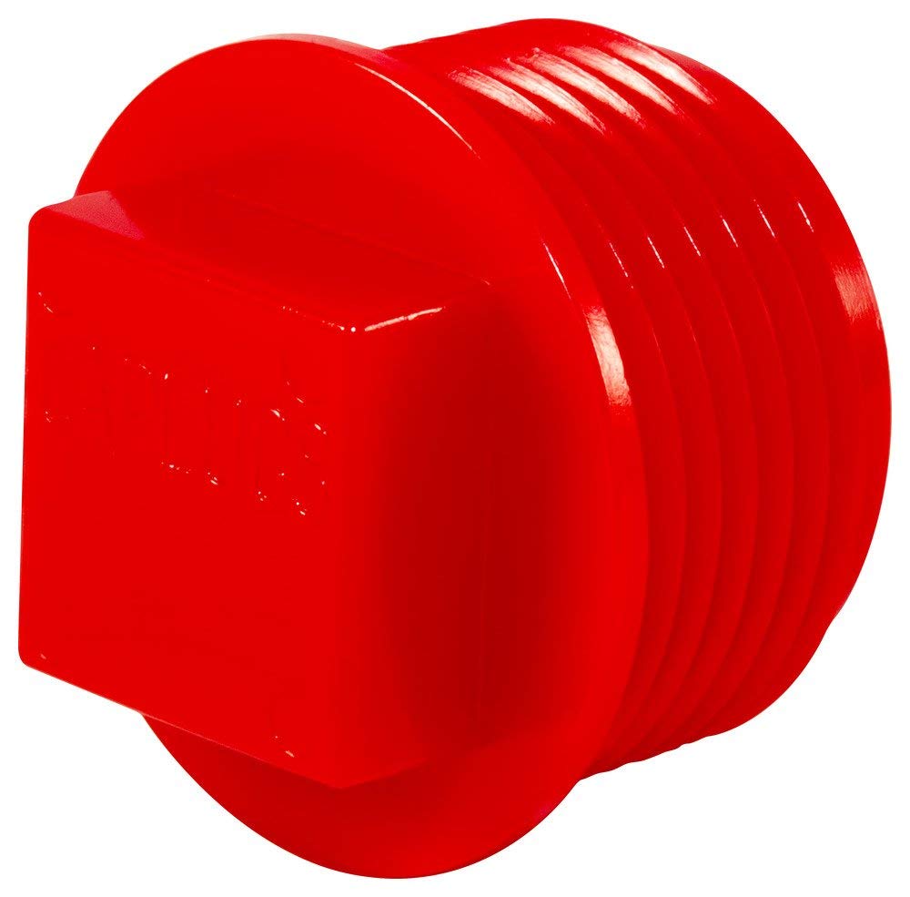 Caplugs P-48 P Series Plastic Threaded Pipe Plugs - 500 Pack Red HD-PE, NPT 1/2