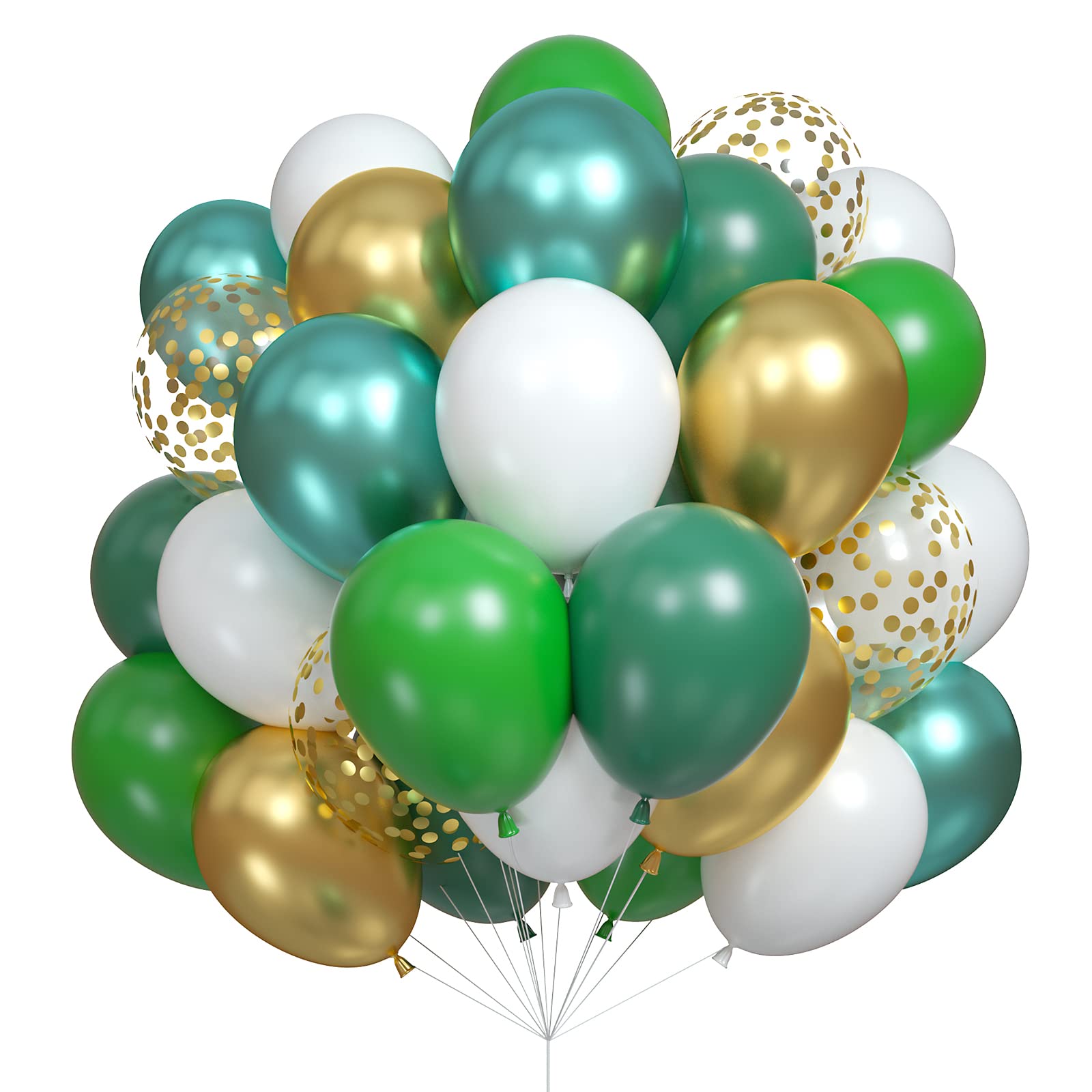 20PCS Dark Green & Gold Confetti Balloons - Premium Party Decorations for Weddings, Birthdays, Baby Showers & Special Events - Elegant Balloon Garland & Backdrop Decor