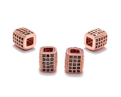5 Pcs Black on Rose Gold Rectangular Beads (6x7mm)