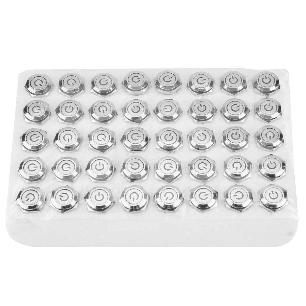 40pcs 24V 16mm IP65 Metal Momentary Push Button Switch Kit with LED Light - 5-Pin Flat Head Auto Reset for Contactor Relay Starter (Blue) - Perfect for Industrial Control Panels, Automotive Applications, and DIY Electrical Projects