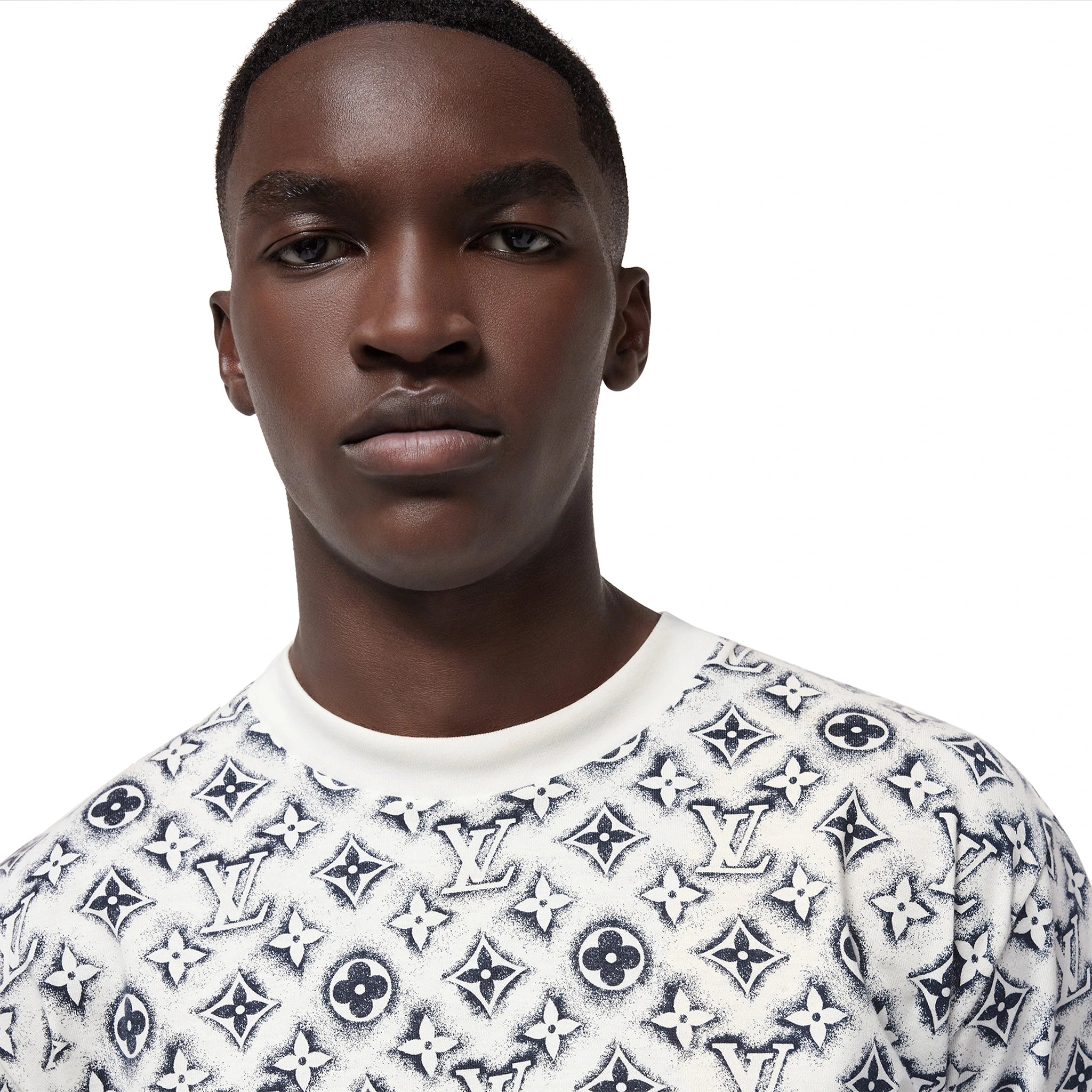 Louis Vuitton Monogram White Deep Black T-Shirt for Men - Luxury Cotton Graphic Tee for Casual Wear & Street Style Fashion
