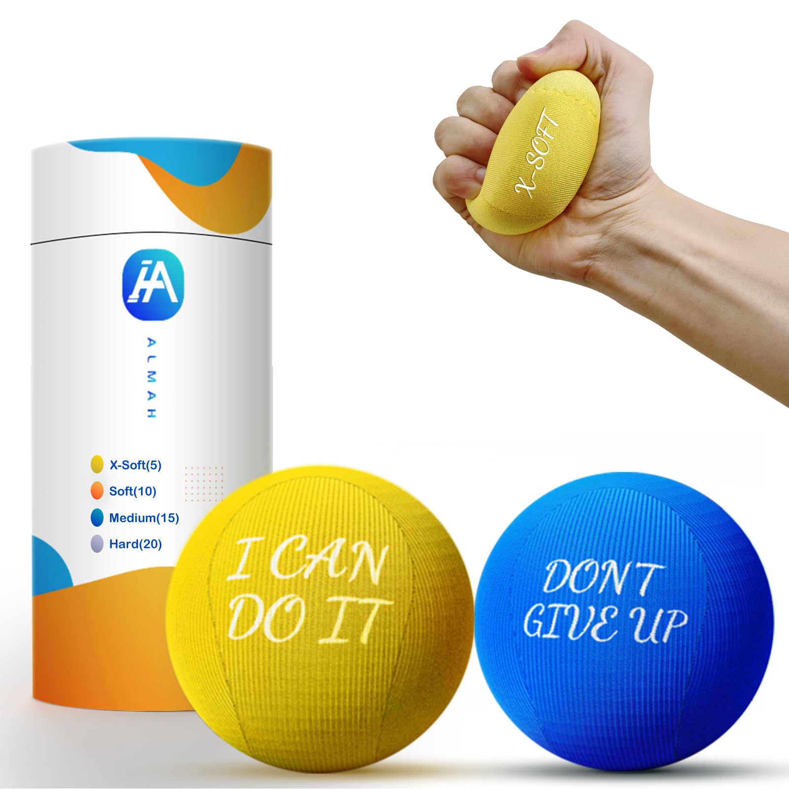 ALMAH Stress Balls for Adults - 4 Pack High Density Squeeze Balls for Hand Therapy, Anxiety Relief & Muscle Recovery | Perfect for Office Stress, Arthritis Pain Relief & Physical Therapy Exercises