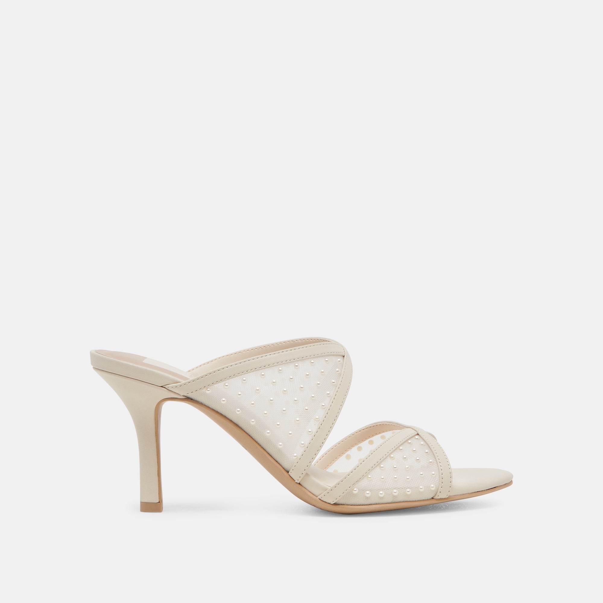 MANDEL PEARL HEELS IVORY MESH - Elegant Women's High Heels for Weddings, Parties & Special Occasions