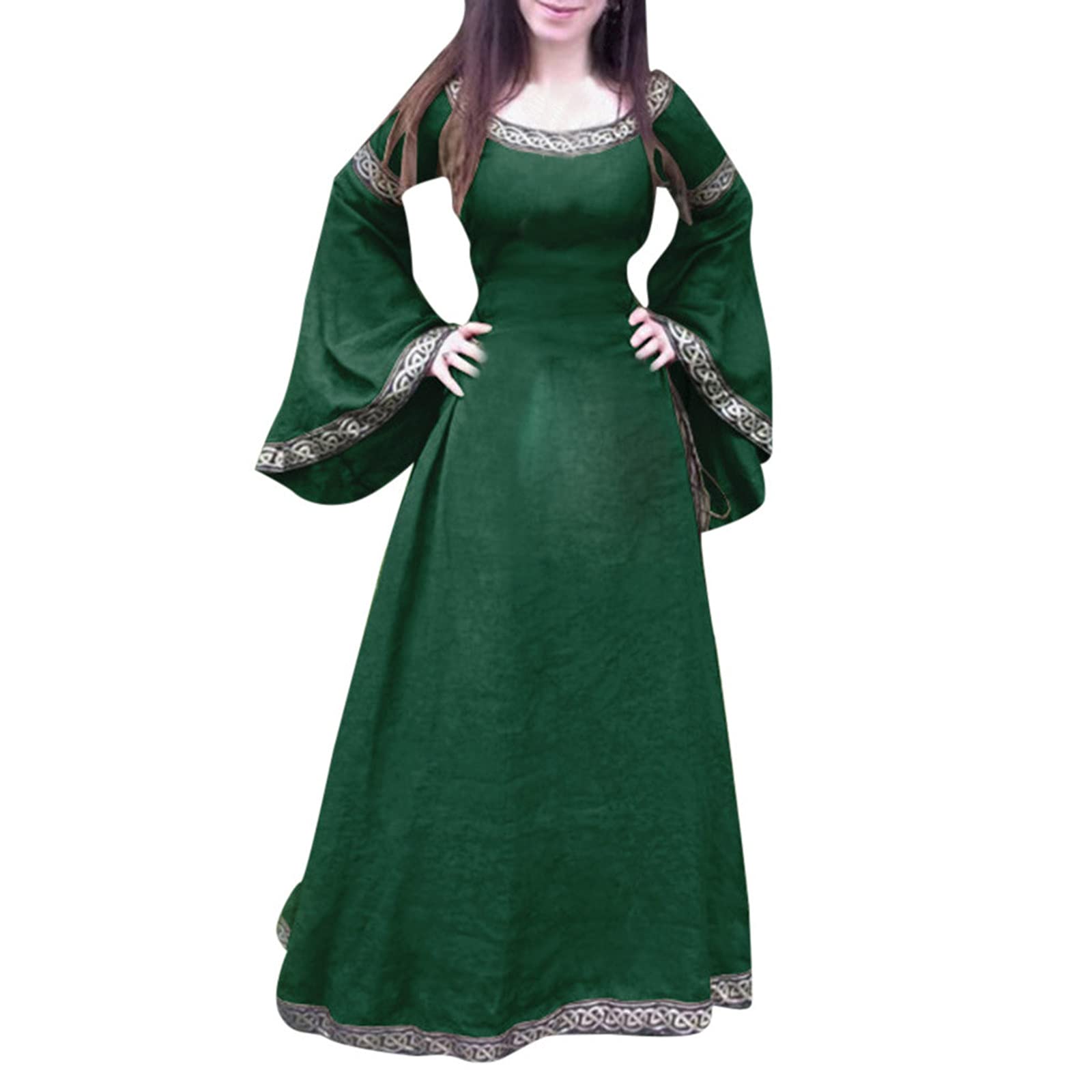 Elegant Renaissance Dress for Women - Vintage Victorian Corset Dress with Trumpet & Puff Sleeves | Gothic Midi Dress for Cosplay, Renaissance Fairs & Themed Parties