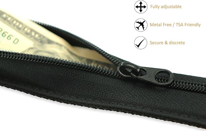 Thomas Bates Big and Tall Hiker Money Belt - Waterproof Travel Waist Pack for Hiking, Camping & Outdoor Adventures - Secure RFID Blocking Hidden Pouch for Passport, Cash & Essentials