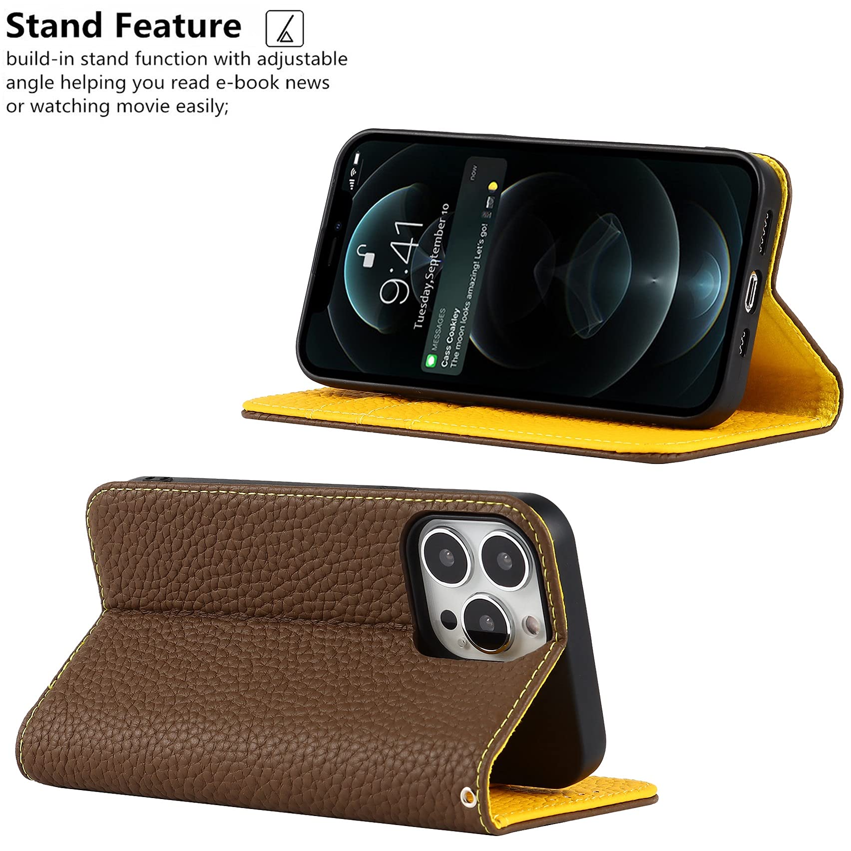 Premium Genuine Leather iPhone 13 Pro Max Wallet Case (6.7