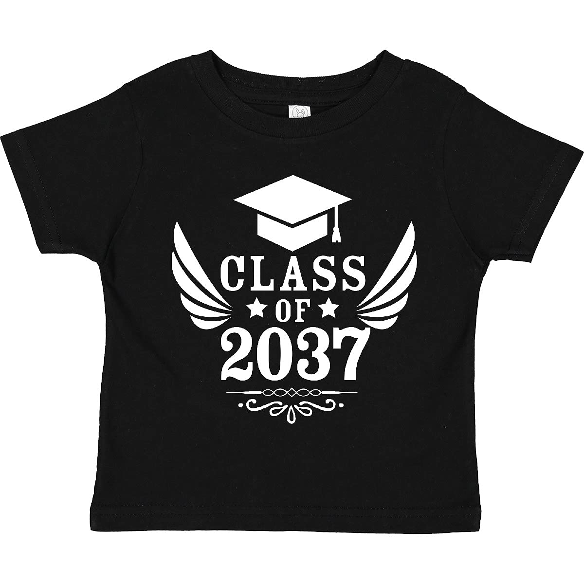 Inktastic Class of 2037 Graduation Cap & Wings Toddler T-Shirt - Cute Baby Boy Girl Outfit for Kindergarten Graduation Ceremony & Photo Shoot