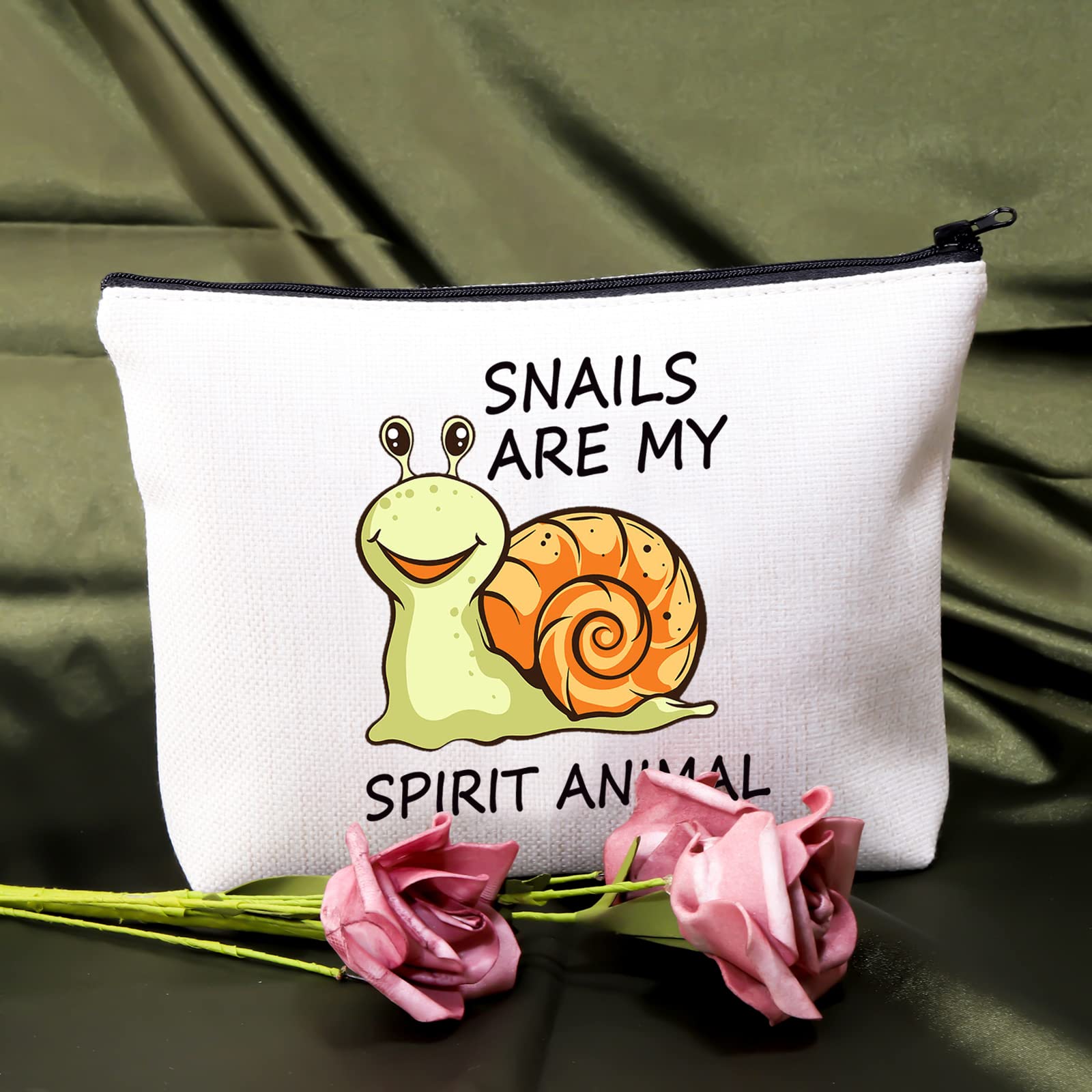 PLITI Snail Lover Makeup Bag - Funny Snail Themed Travel Pouch & Cosmetic Organizer (Snails Are My Spirit Animal) - Perfect Gift for Snail Enthusiasts, Travel Accessories & Cute Storage Solution
