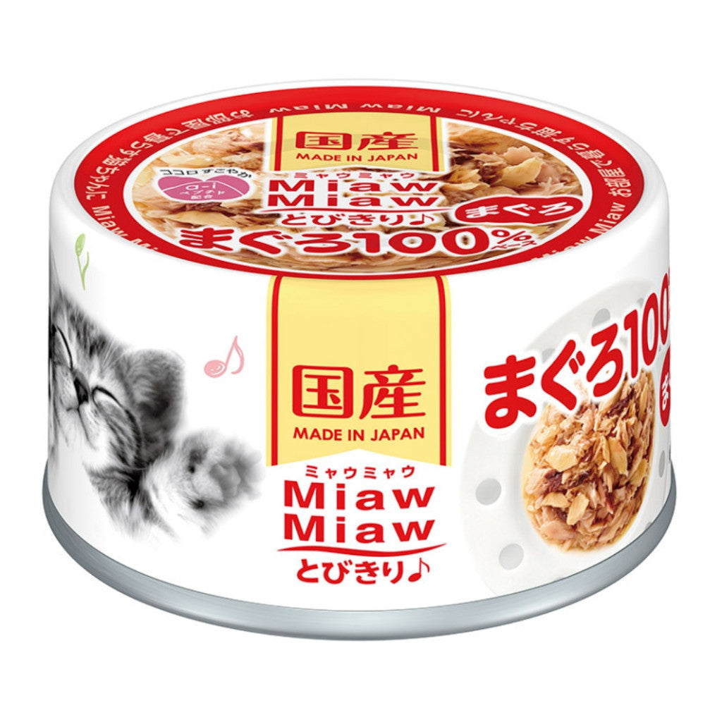 24-Pack Aixia Miaw Miaw Tobikiri Wet Cat Food - 60g Tuna & Chicken Fillet with Jelly for Adult Cats 15+ Years | High-Protein Meal for Senior Cats, Perfect for Picky Eaters & Daily Nutrition