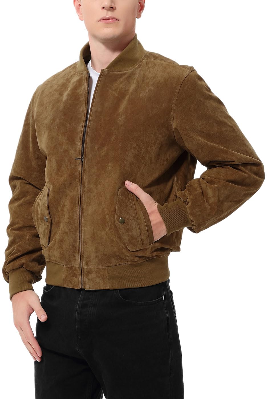 BGSD Men's Urban Suede Leather Bomber Jacket - Stylish Casual Outerwear for Fall & Winter (Big & Tall Sizes Available) - Perfect for Date Nights, Office Wear & Weekend Outings